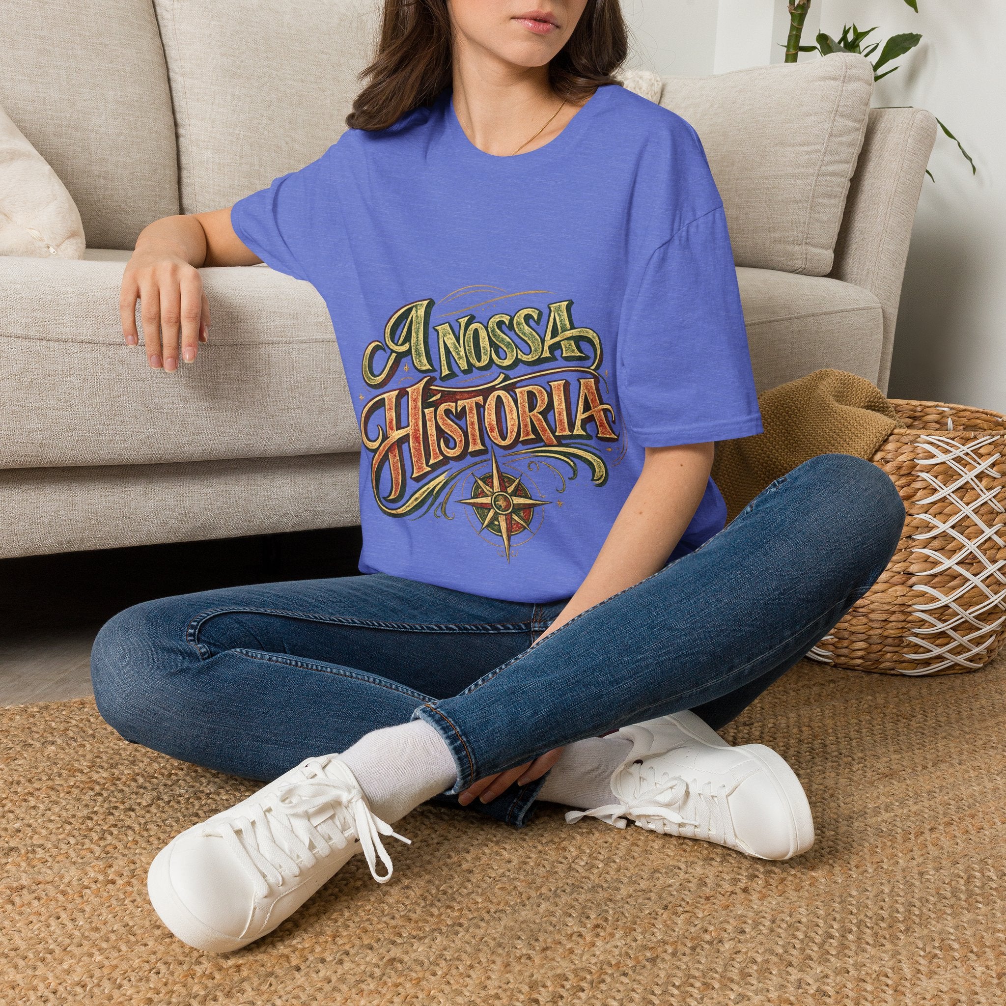 Portugal T-Shirt — "A Nossa História" Vintage Compass Graphic Tee