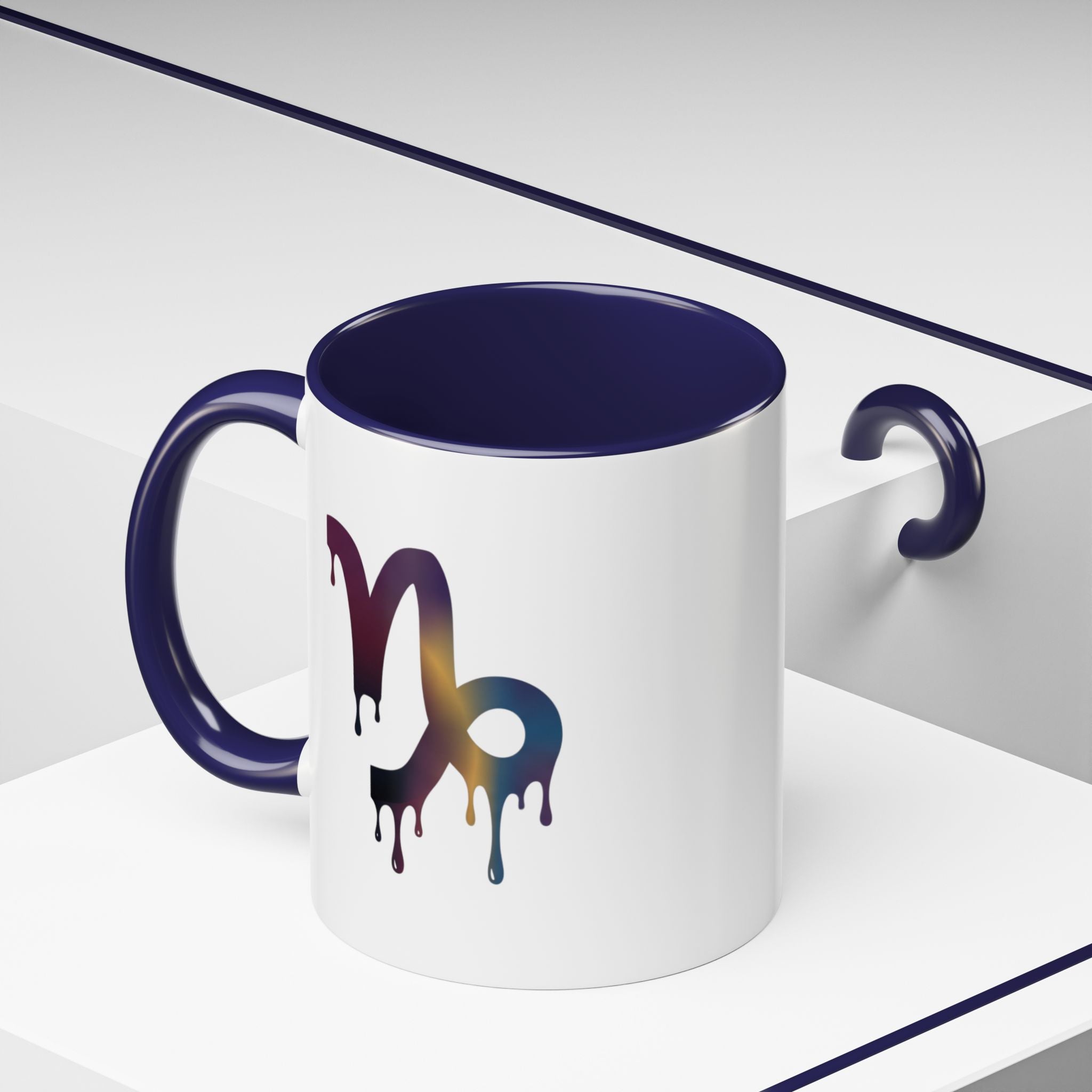 Capricorn Drip Accent Coffee Mug — Zodiac Symbol Gradient