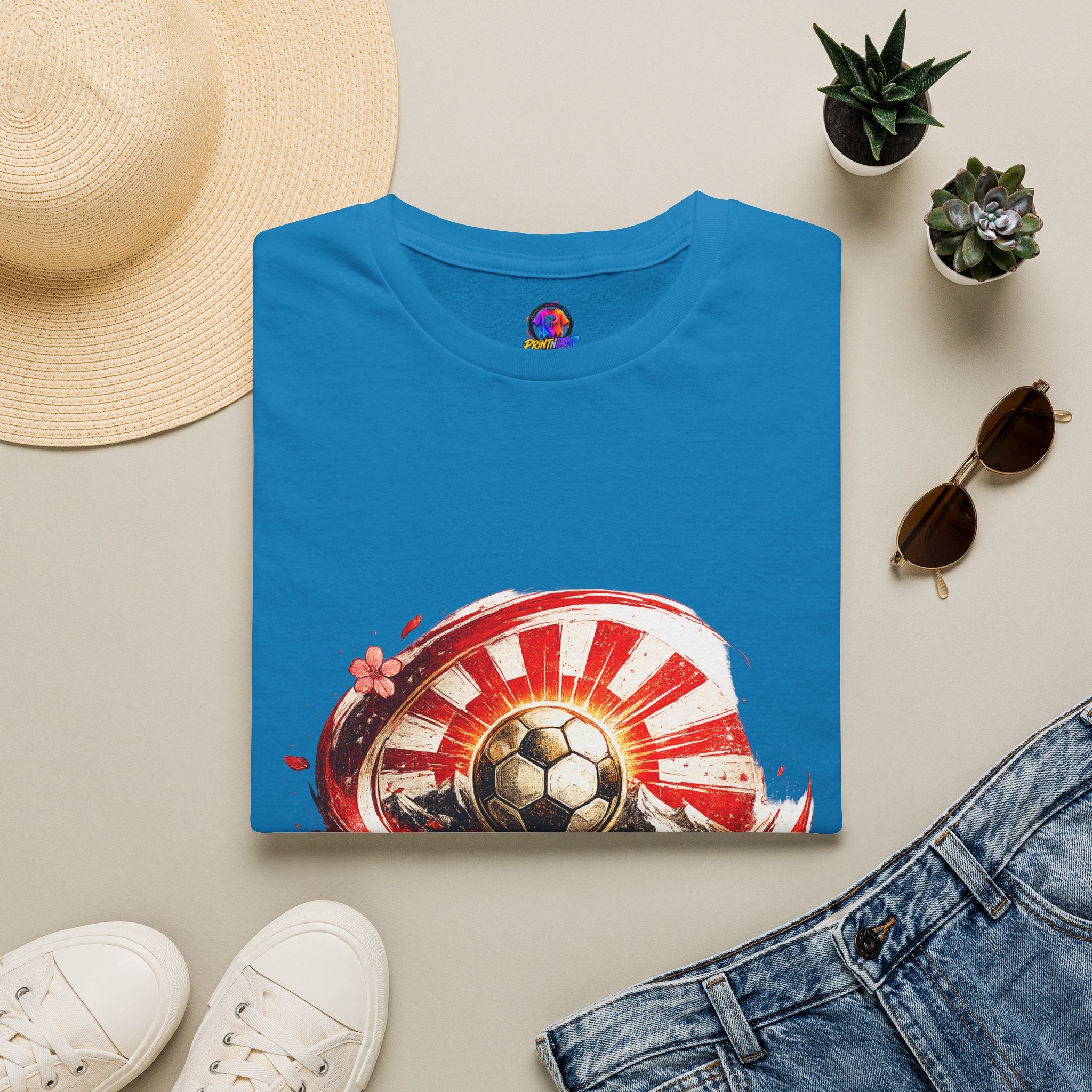 Japan Soccer T‑Shirt — Rising Sun Football Graphic
