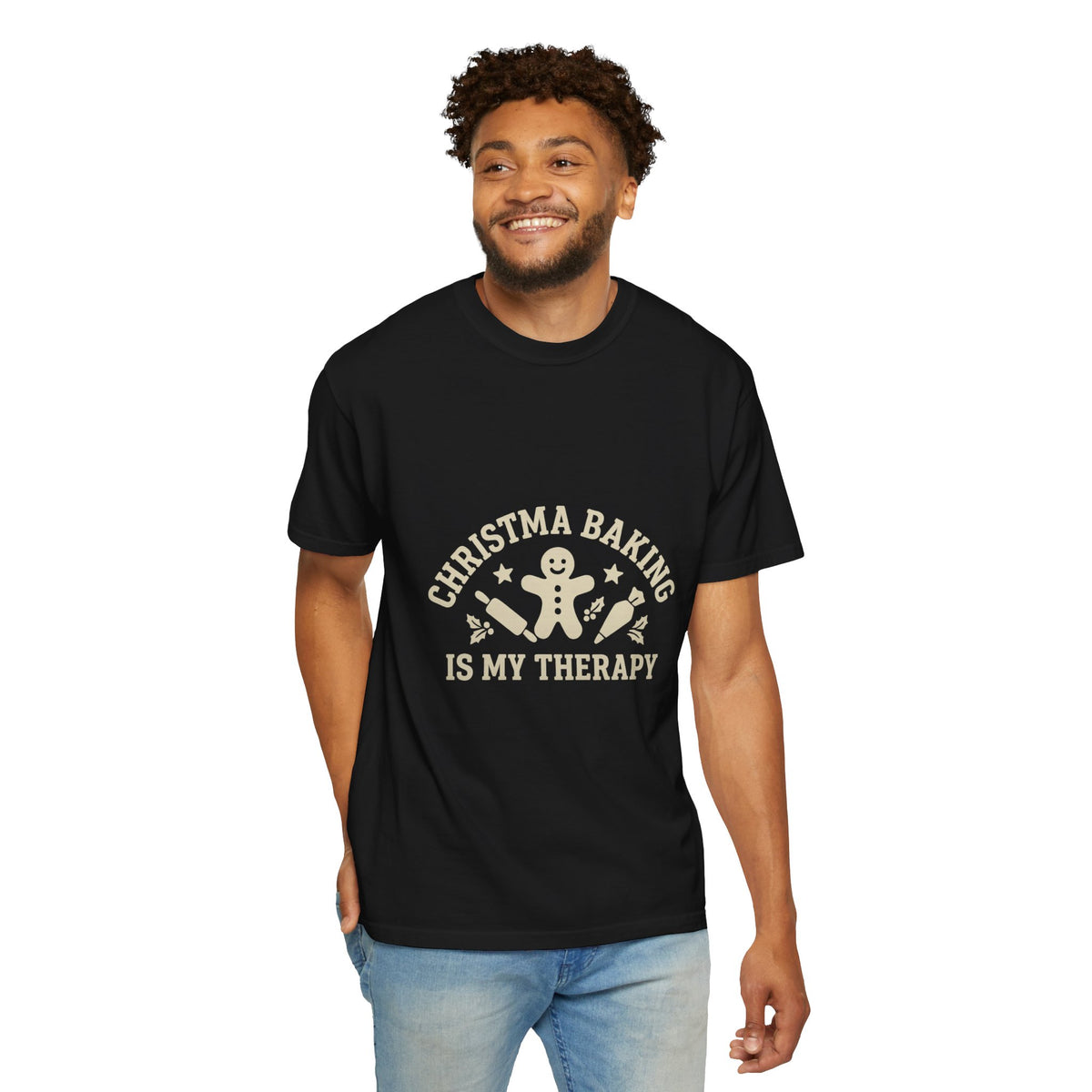 Christmas Baking T-Shirt — "Christmas Baking Is My Therapy" Gingerbread Holiday Tee- Trending Now - October 2026