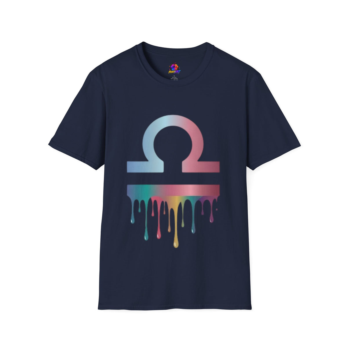 Omega Symbol T-Shirt — Pastel Gradient Drip Design