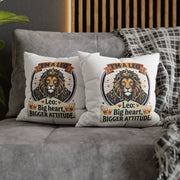 Leo Zodiac Big Heart Big Attitude Spun Polyester Square Pillowcase
