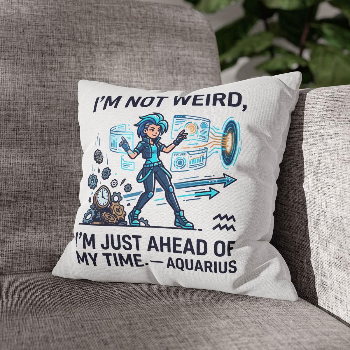 Aquarius Zodiac Spun Polyester Square Pillowcase