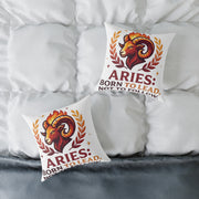 Aries Zodiac Pillow Born To Lead Not To Follow Square Poly Canvas Pillow