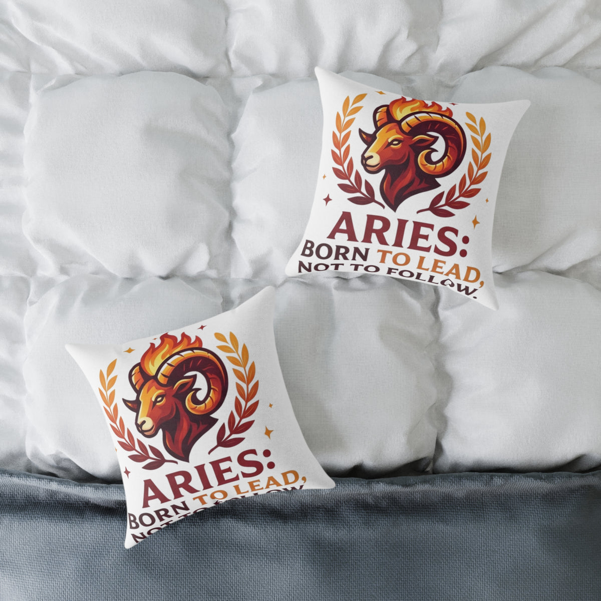 Aries Zodiac Pillow Born To Lead Not To Follow Square Poly Canvas Pillow