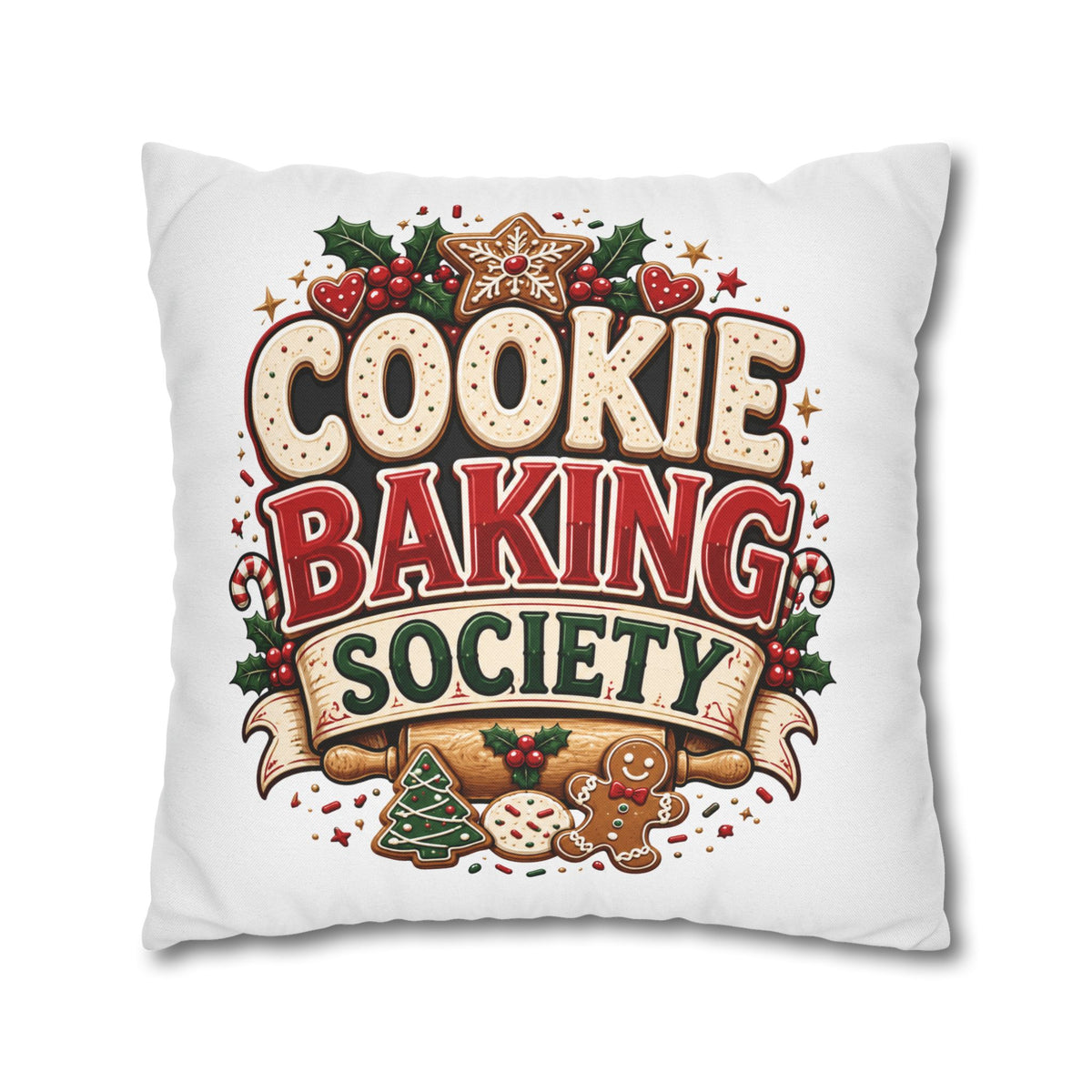 Christmas Cookie Baking Squad Pillowcase — Holiday Decorative Throw Pillow Cover