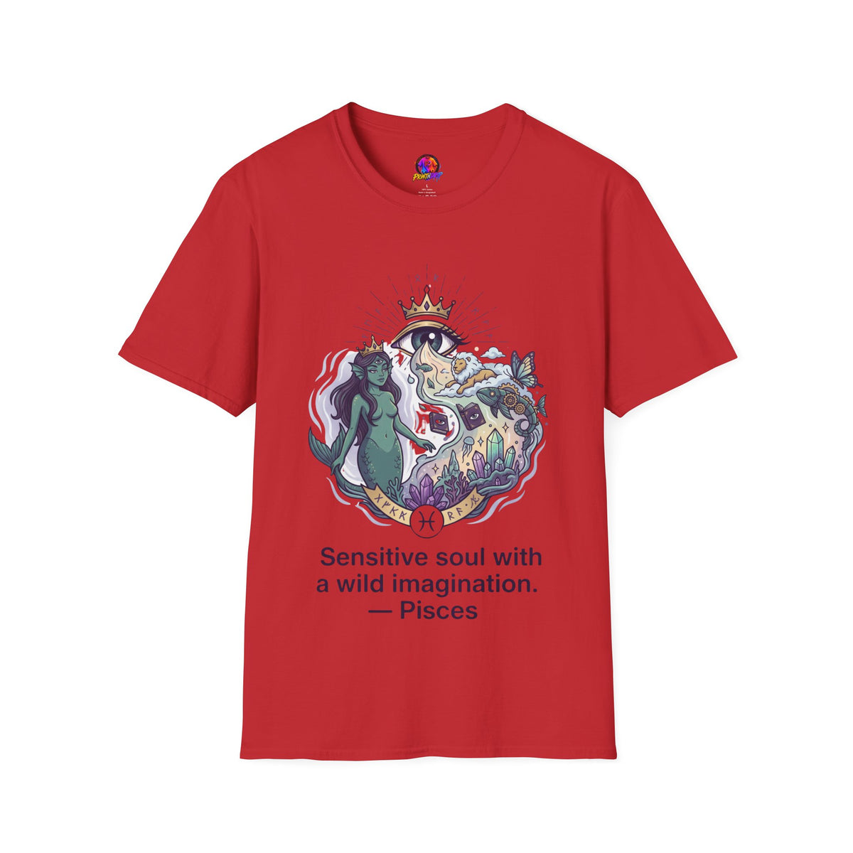Pisces Zodiac Mystical Mermaid Art T-Shirt — "Sensitive soul with a wild imagination"