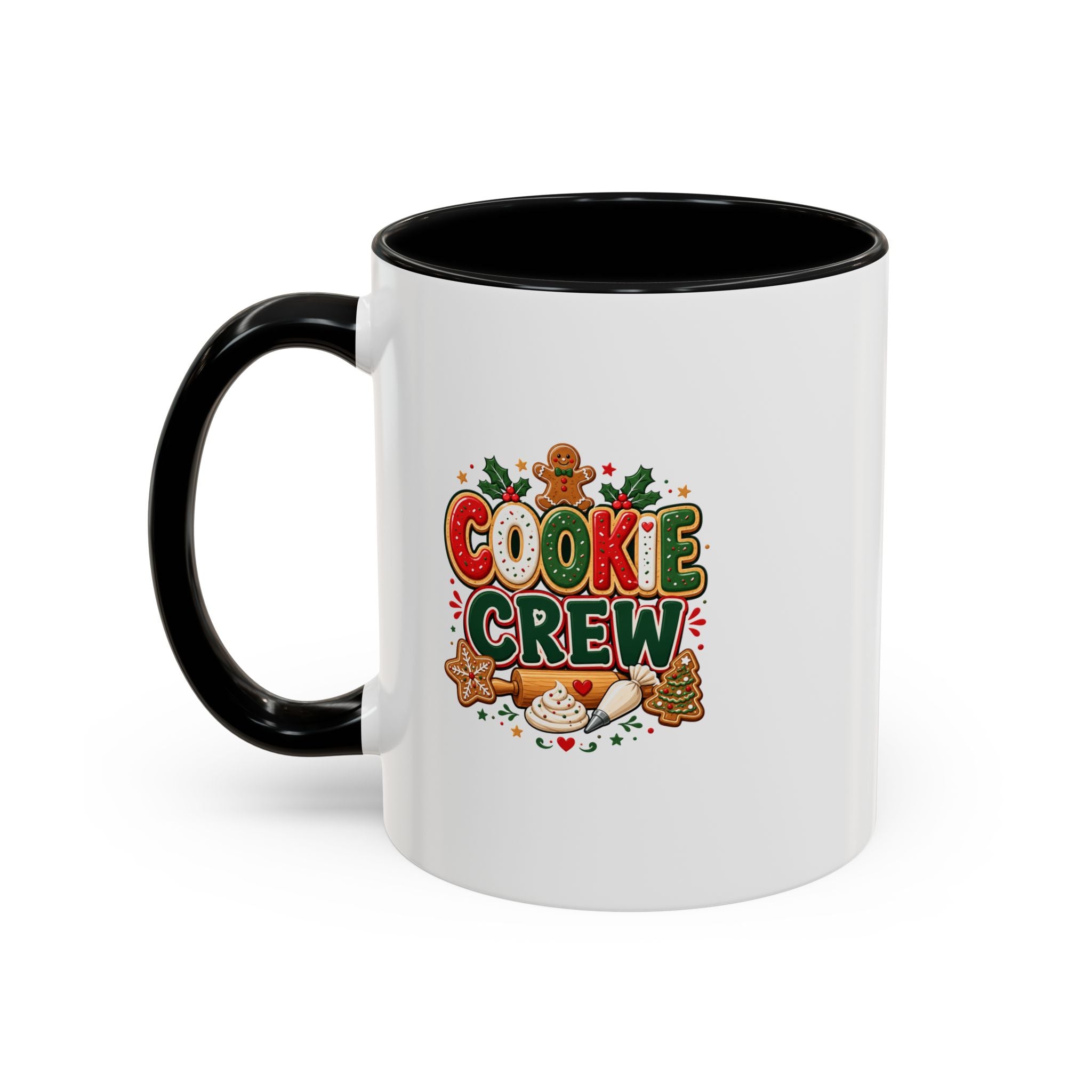 Cookie Crew Accent Coffee Mug — Holiday Gingerbread Christmas Coffee Cup
