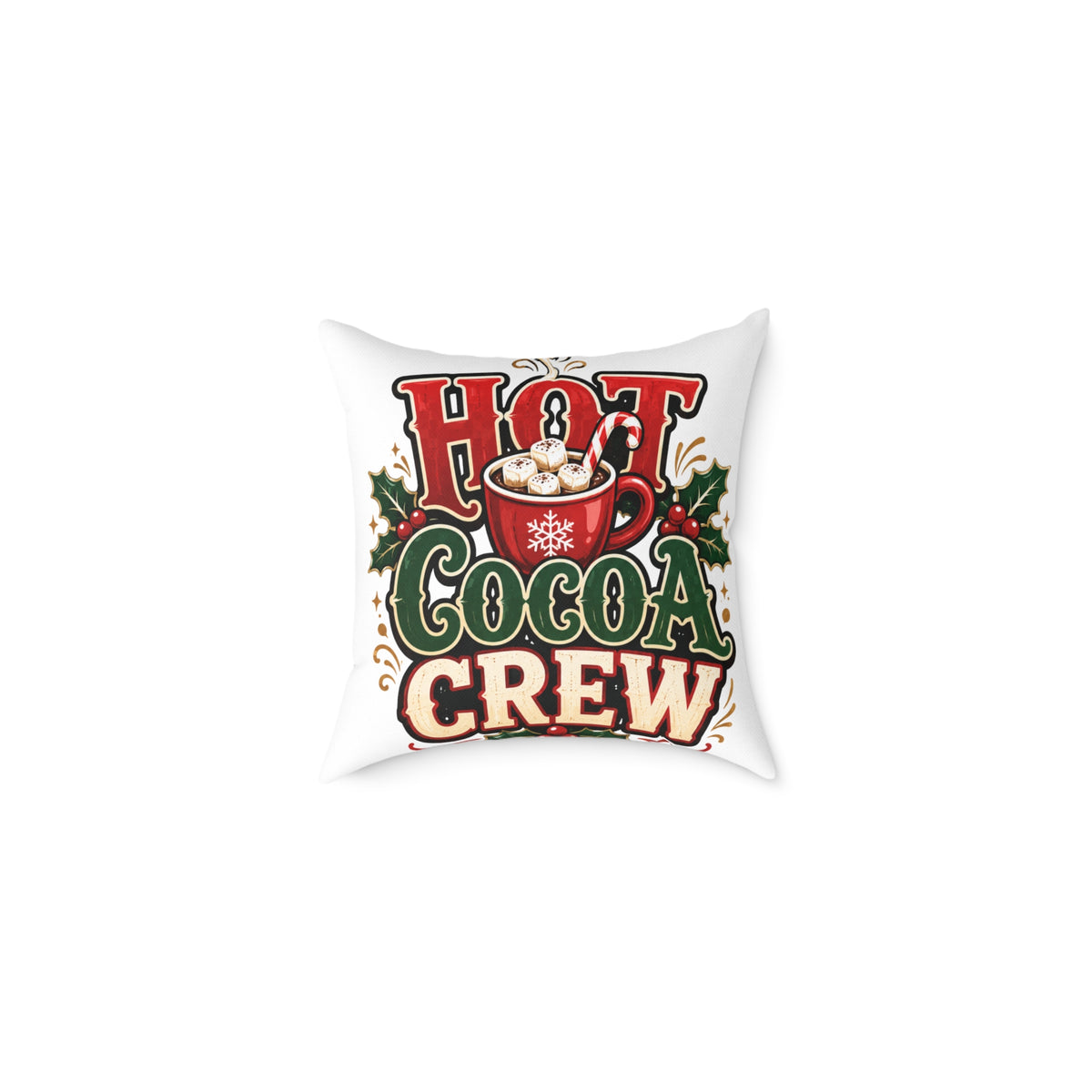 Christmas Hot Cocoa Crew Throw Pillow — Christmas Holiday Decorative Cushion