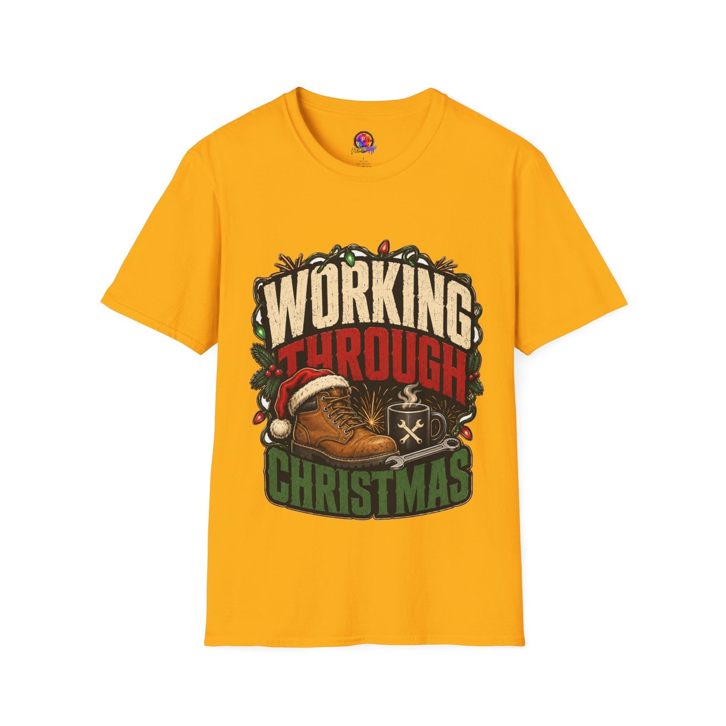 Working Through Christmas T-Shirt — Funny Holiday Nurse/Worker Gift