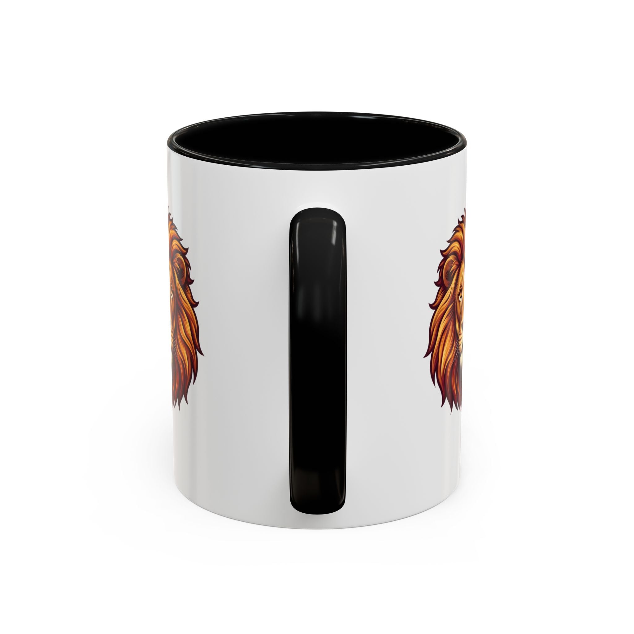 Lion Head Accent Coffee Mug — Bold Tribal Lion Face Design,