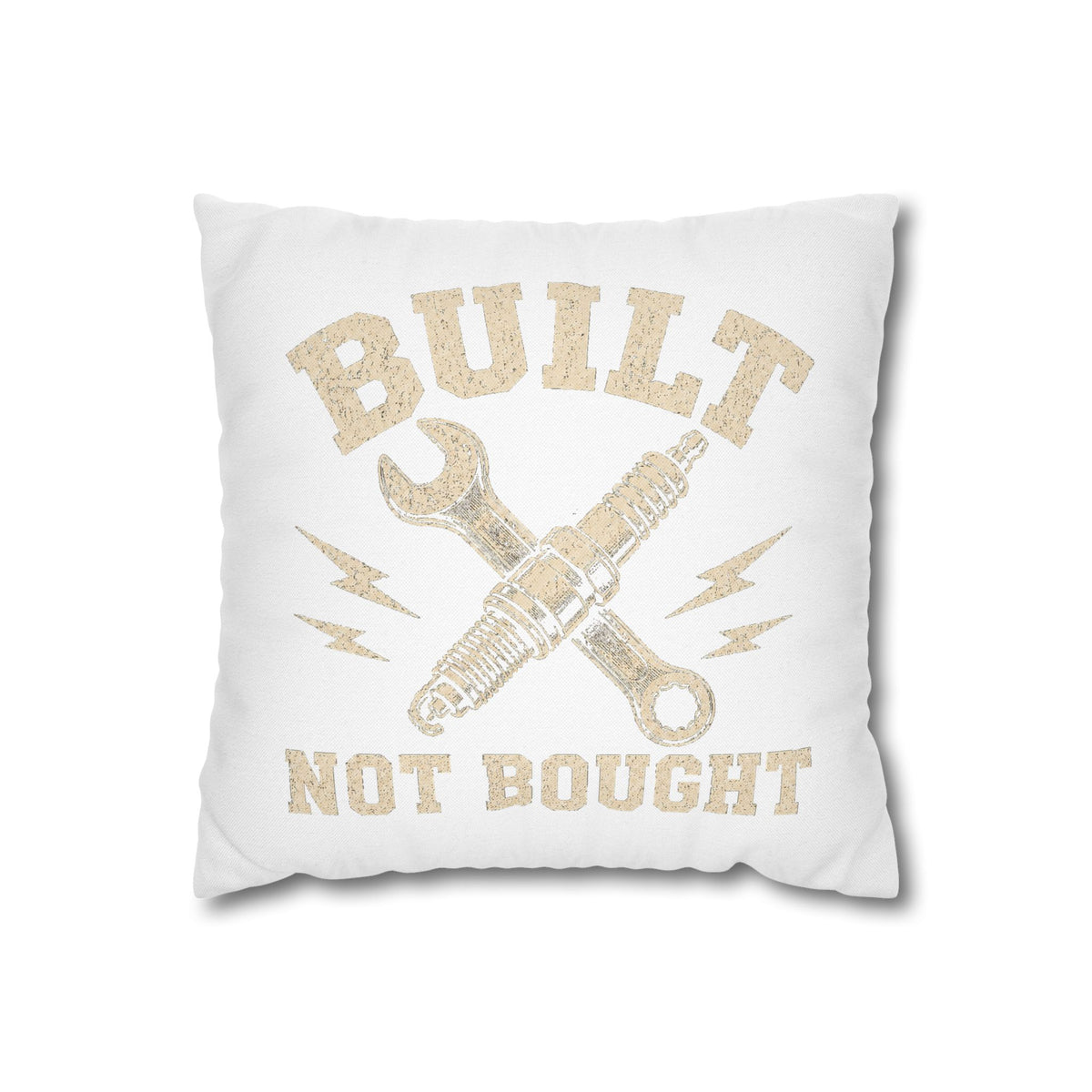 Built Not Bought Decorative Pillowcase Milo Bailey Dog Dad Mom — Rustic Mechanic Tool Accent