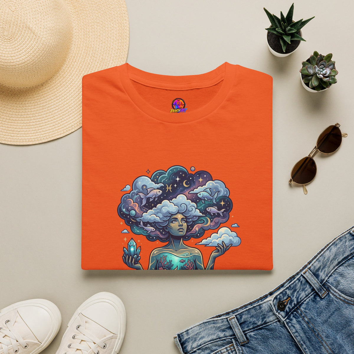 Dreamscape Goddess T-Shirt — 'Head in the Clouds' Surreal Art Tee