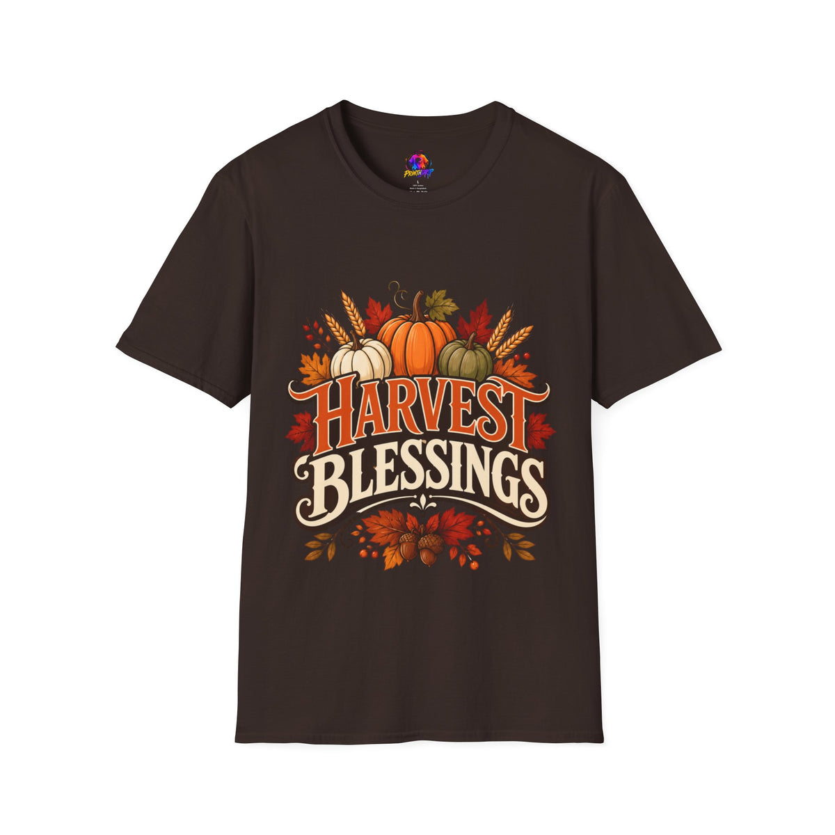 Thanksgiving T-Shirt Harvest Blessings T-Shirt — Fall Pumpkin Harvest Graphic Tee for Thanksgiving