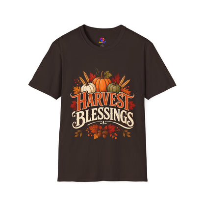 Harvest Blessings T-Shirt — Fall Pumpkin Harvest Graphic Tee for Thanksgiving