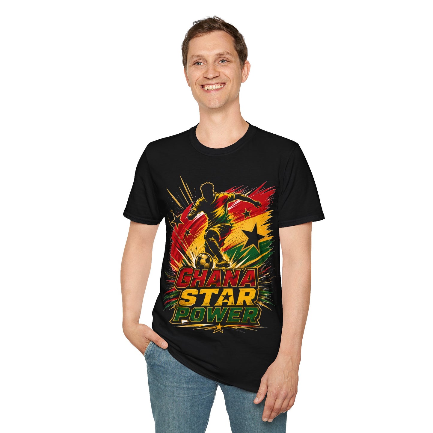 Ghana Star Power Soccer T-Shirt — Afro Football Fan Tee - Ghana T-Shirt