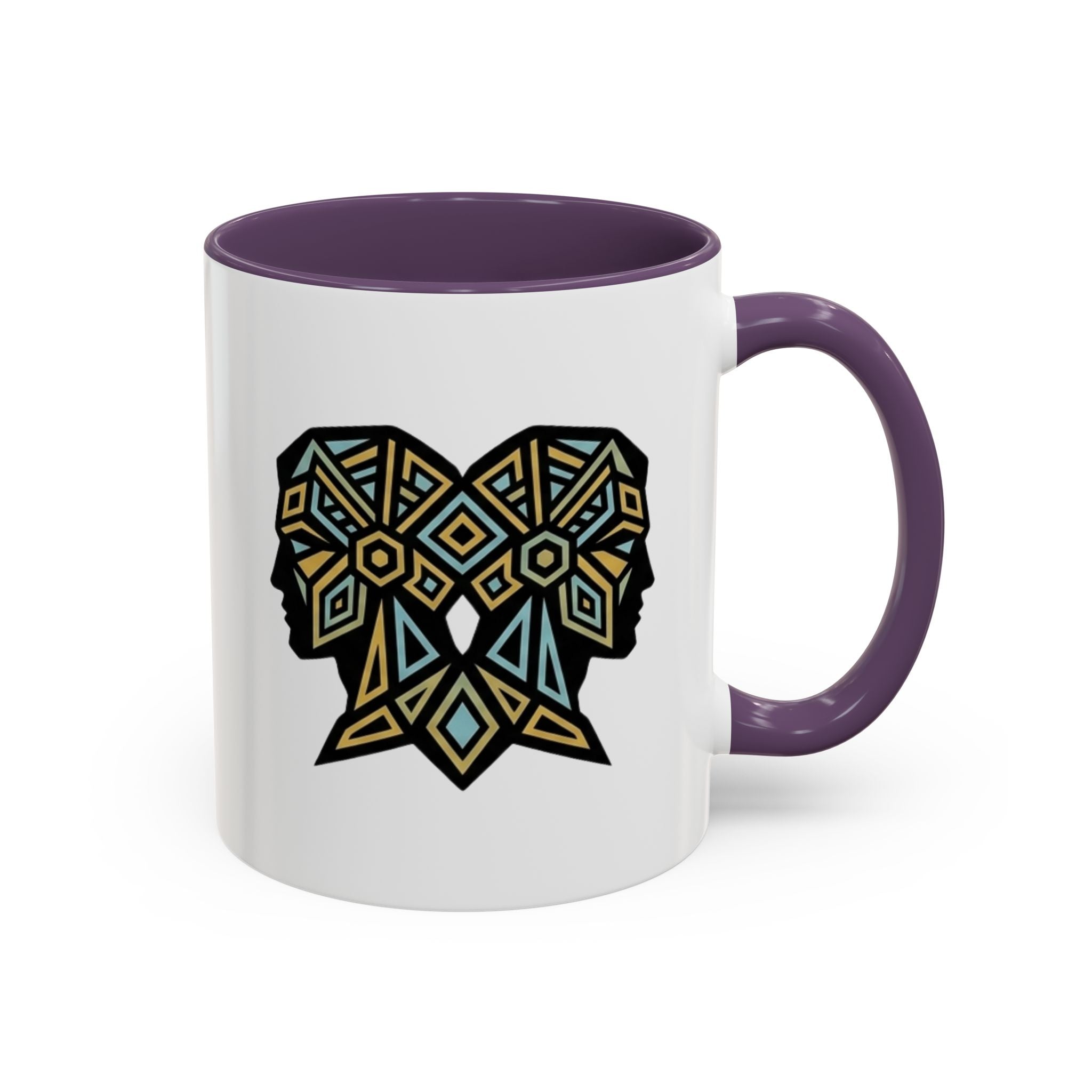 Geometric Elephant Accent Coffee Mug — Tribal Mosaic Design