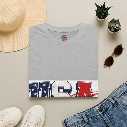 USA Flag Graphic T-Shirt — Patriotic Red White & Blue Tee