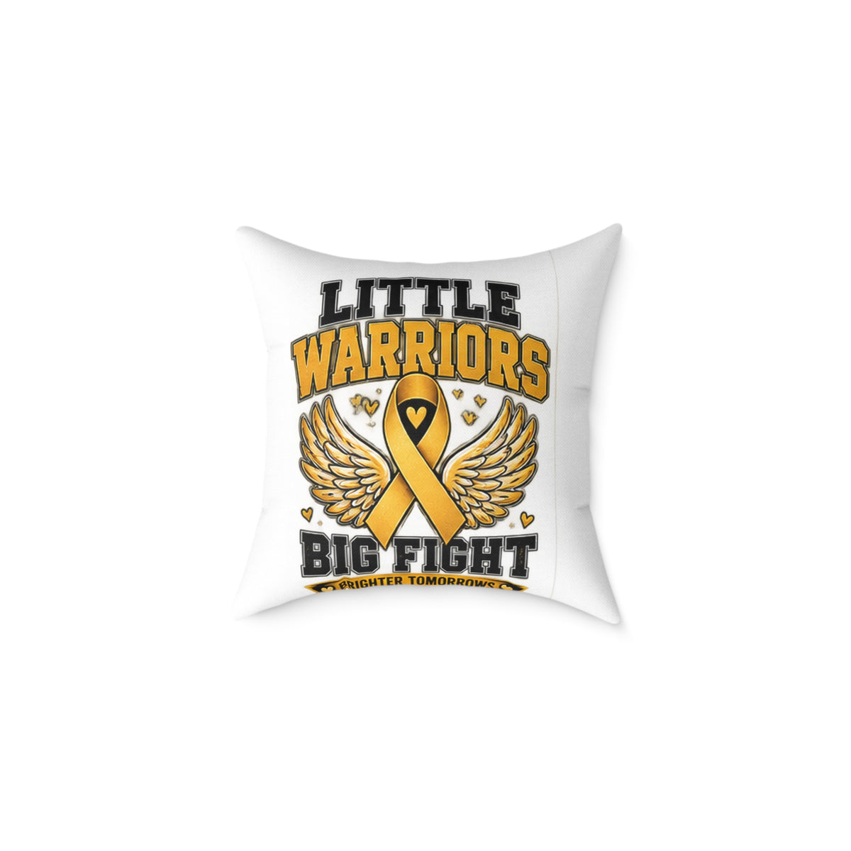 Child Cancer Awareness Pillow – "Little Warriors Big Fight" Square Throw Pillow