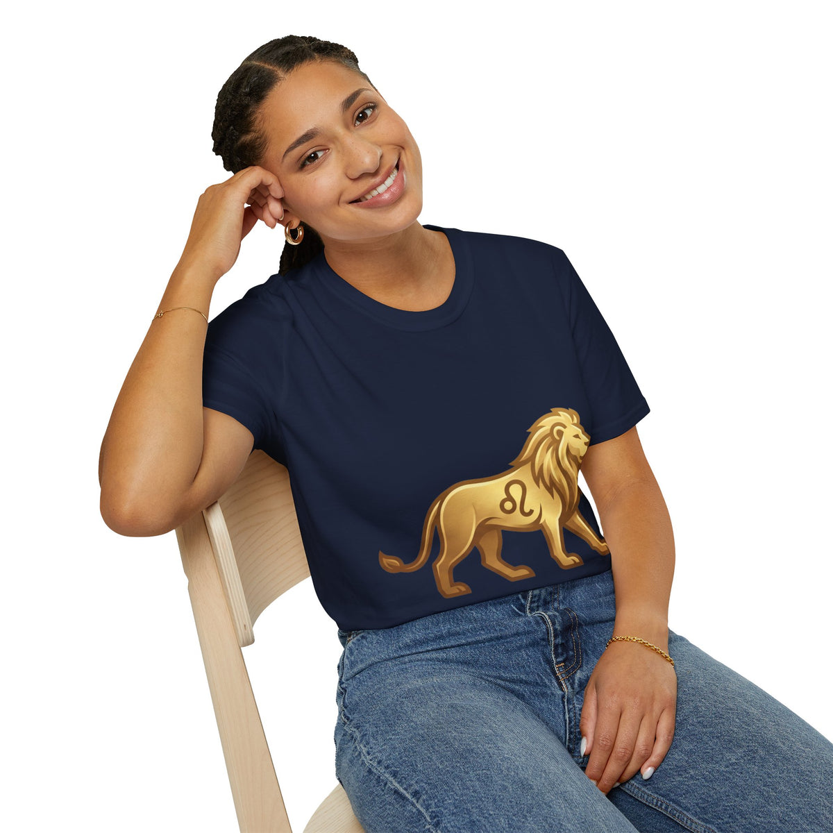 Leo Zodiac Lion T-Shirt — Gold Astrology Tee for Leo Birthdays & Zodiac Fans