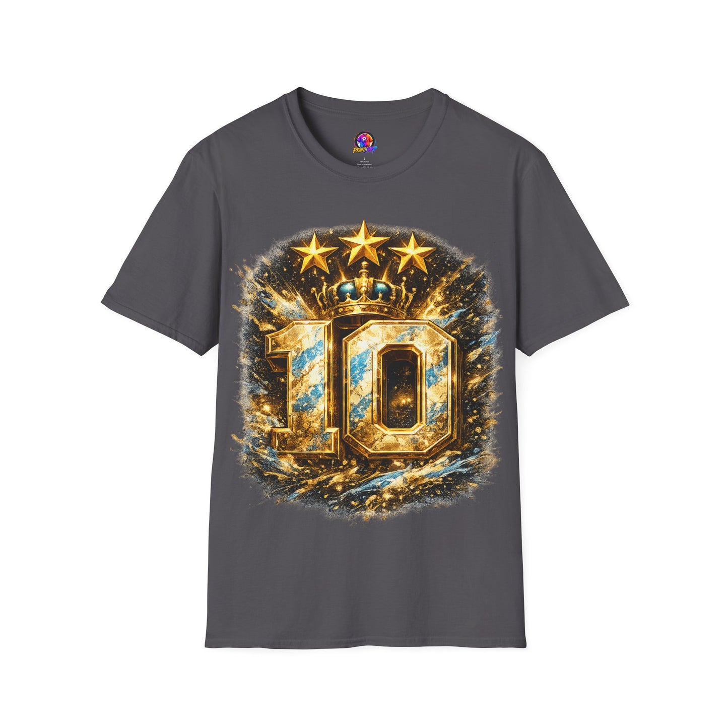 Argentina, MESSI #10 T-Shirt — Gold Crown '10' Victory Graphic Tee