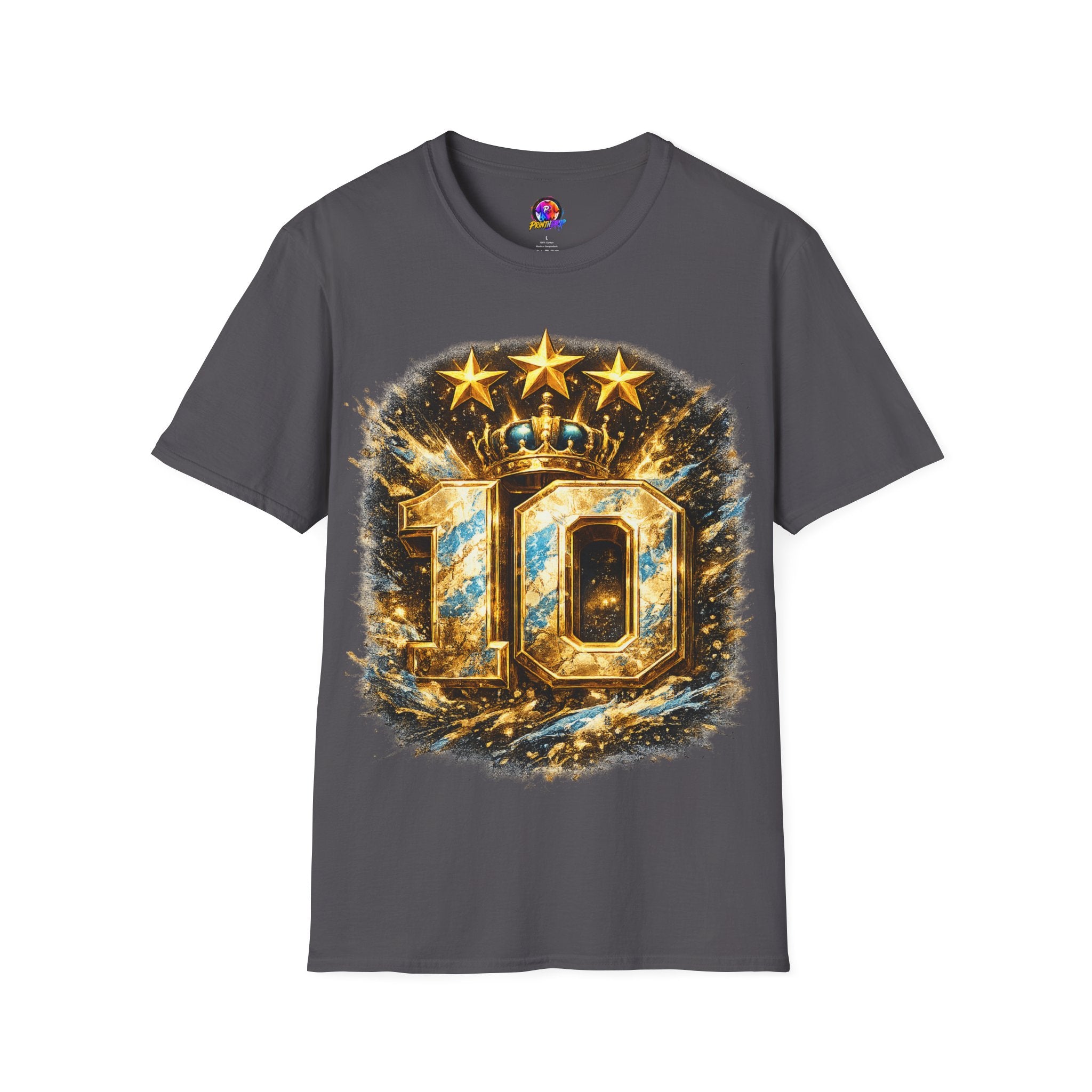 Argentina, MESSI #10 T-Shirt — Gold Crown '10' Victory Graphic Tee