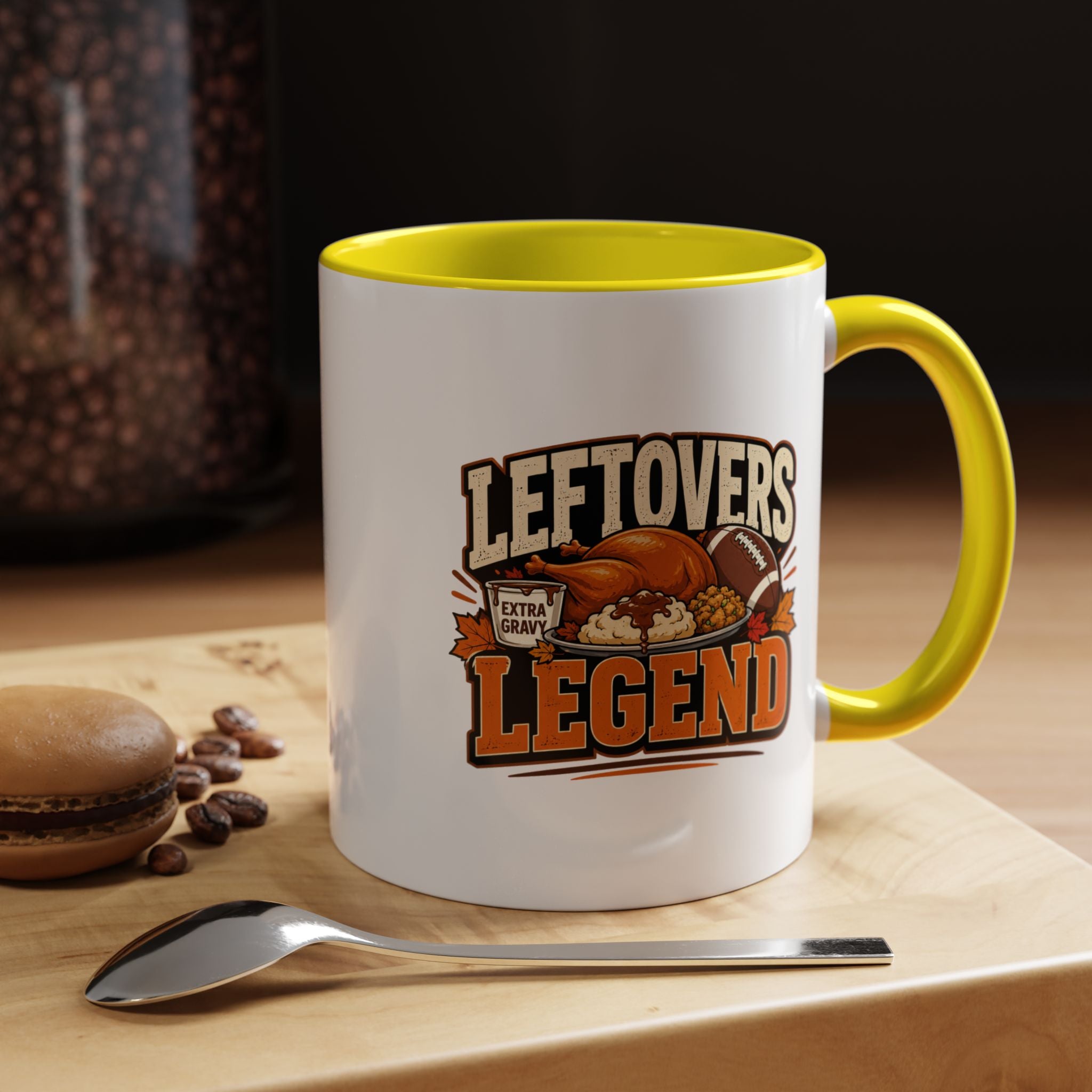 Thanksgiving  Mug Leftovers Legend Coffee Mug – Funny Thanksgiving Turkey & Football  Accent Mug