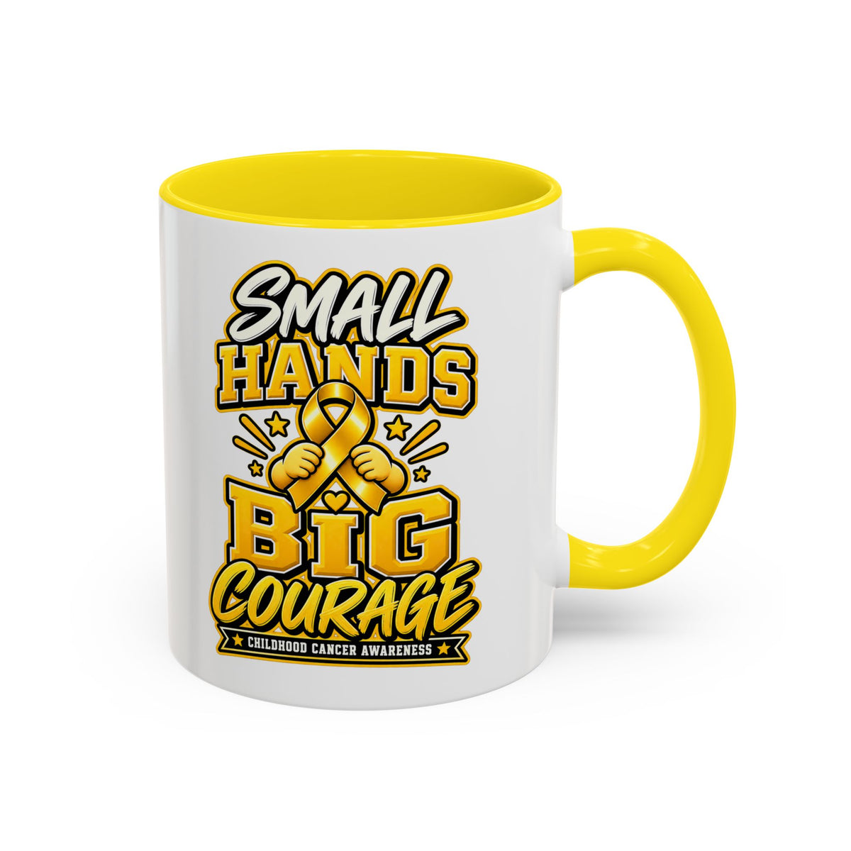 Coffee Mug - "Small Hands Big Courage" Childhood Cancer Awareness Accent Mug