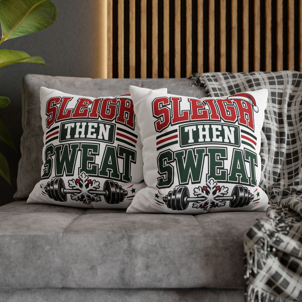 Sleigh Then Sweat Holiday Gym Pillowcase Modern Day Christmas