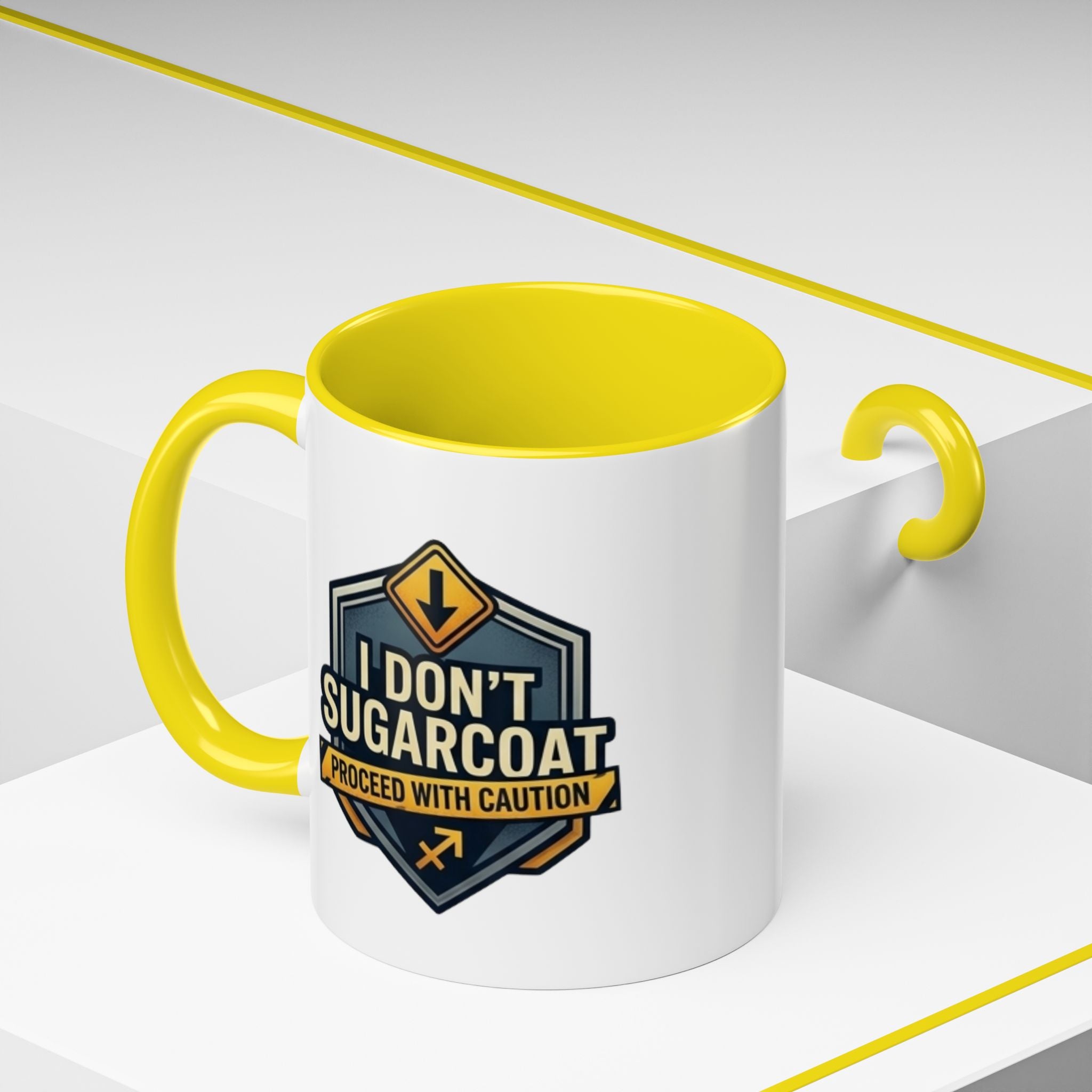 Accent Mug — "I Don’t Sugarcoat, Proceed With Caution" Coffee Cup
