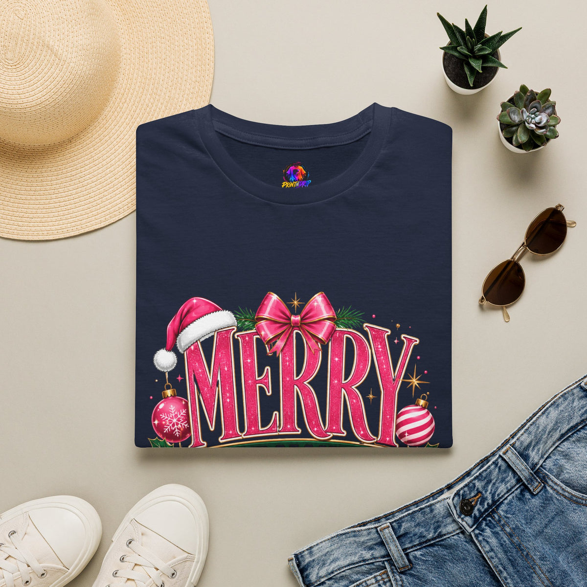 Christmas T-Shirt — "Merry But Make It Pink" Holiday Tee