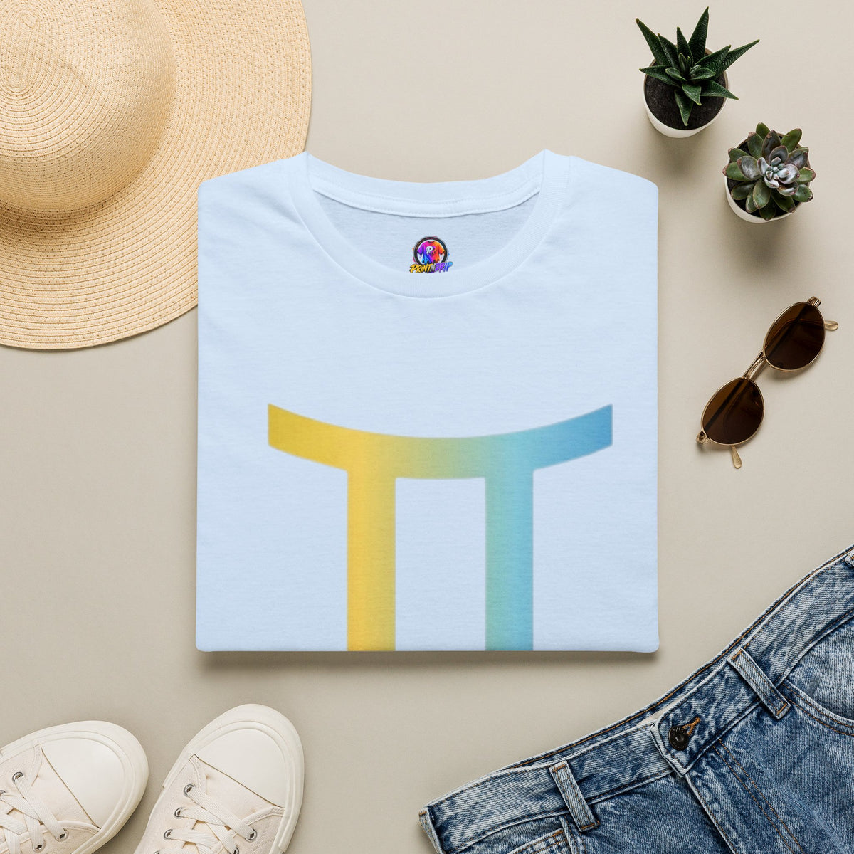Gemini Drip Zodiac T-Shirt — Rainbow Gemini Symbol Tee