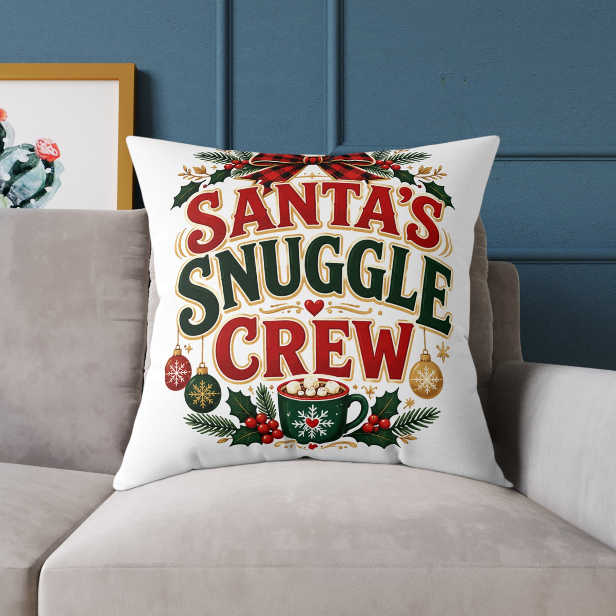 Santa’s Snuggle Crew Christmas Pillow — Festive Holiday Decorative Throw Pillow