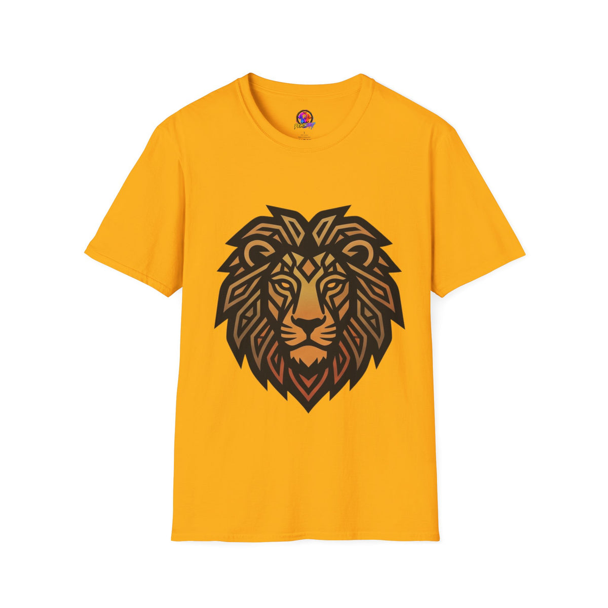Leo Zodiac Lion Head T-Shirt — Geometric Tribal Lion Graphic Tee