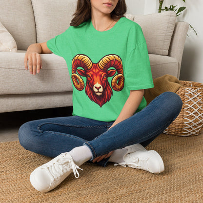 Ram Skull T-Shirt — Bold Goat Horn Graphic Tee (Aries/Zodiac)