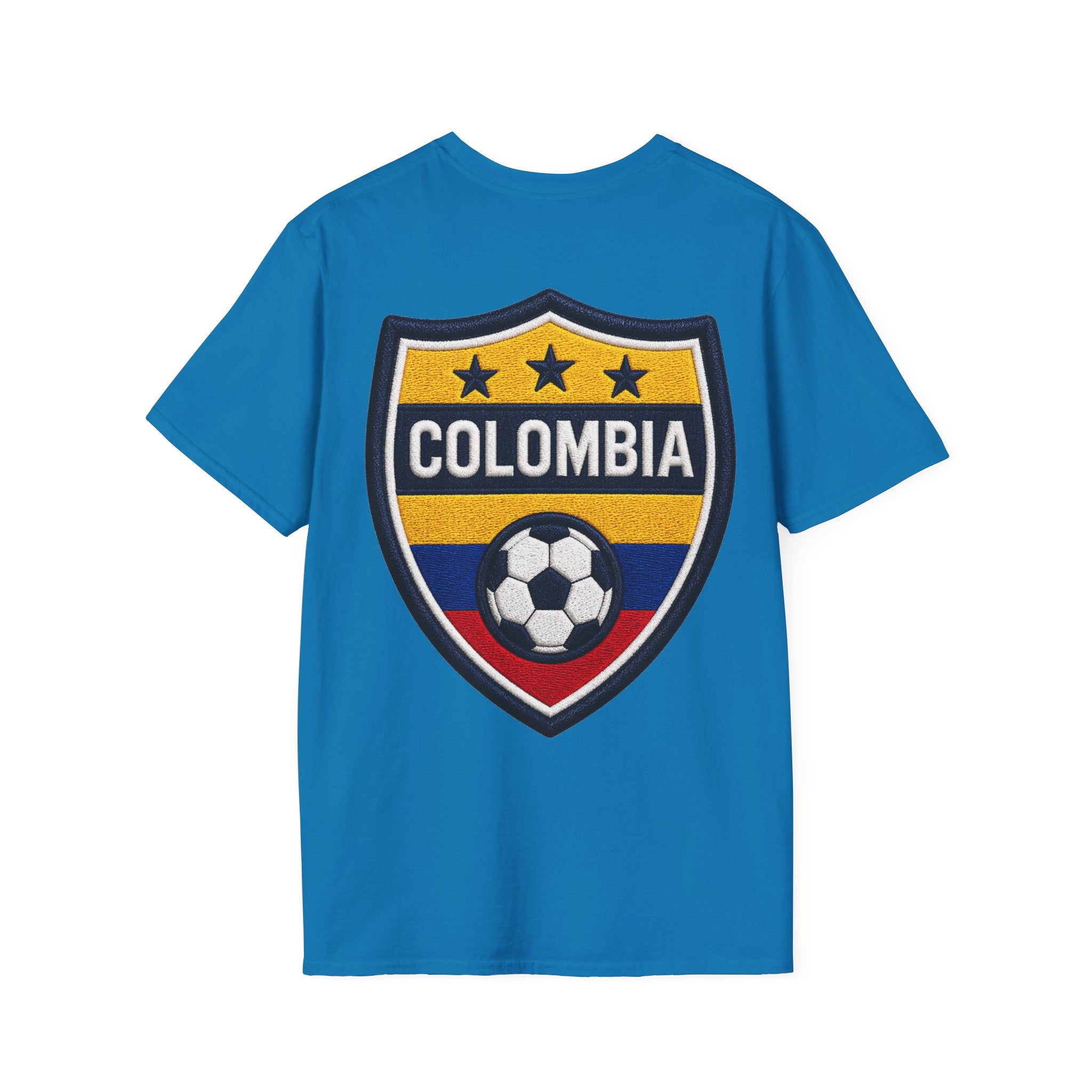 Columbia Soccer Player Graphic T-Shirt — "Golden Rhythm" Vibrant Beach Soccer Tee