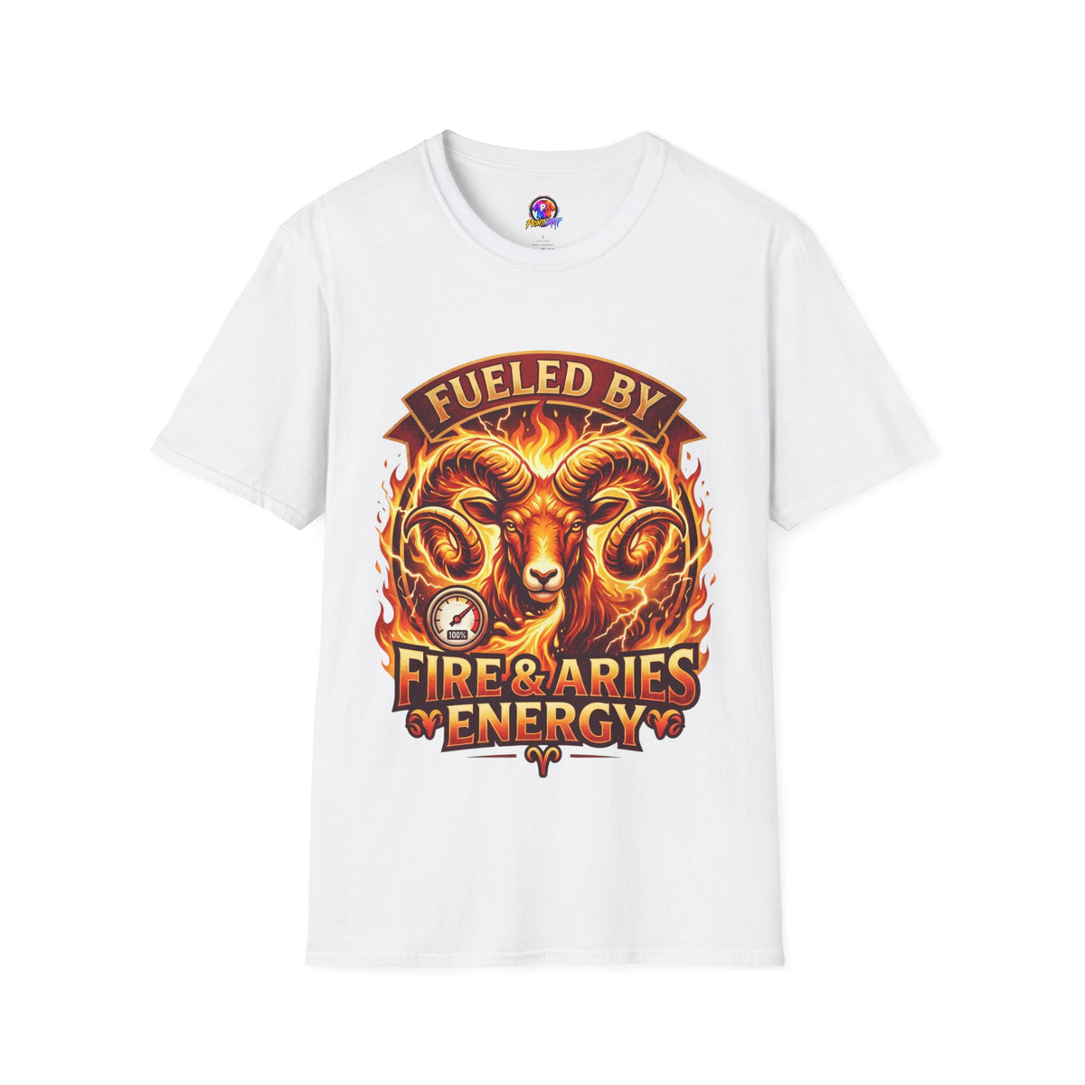 Aries Zodiac Fueled By Fire & Aries Energy T-Shirt — Zodiac Ram Graphic Tee