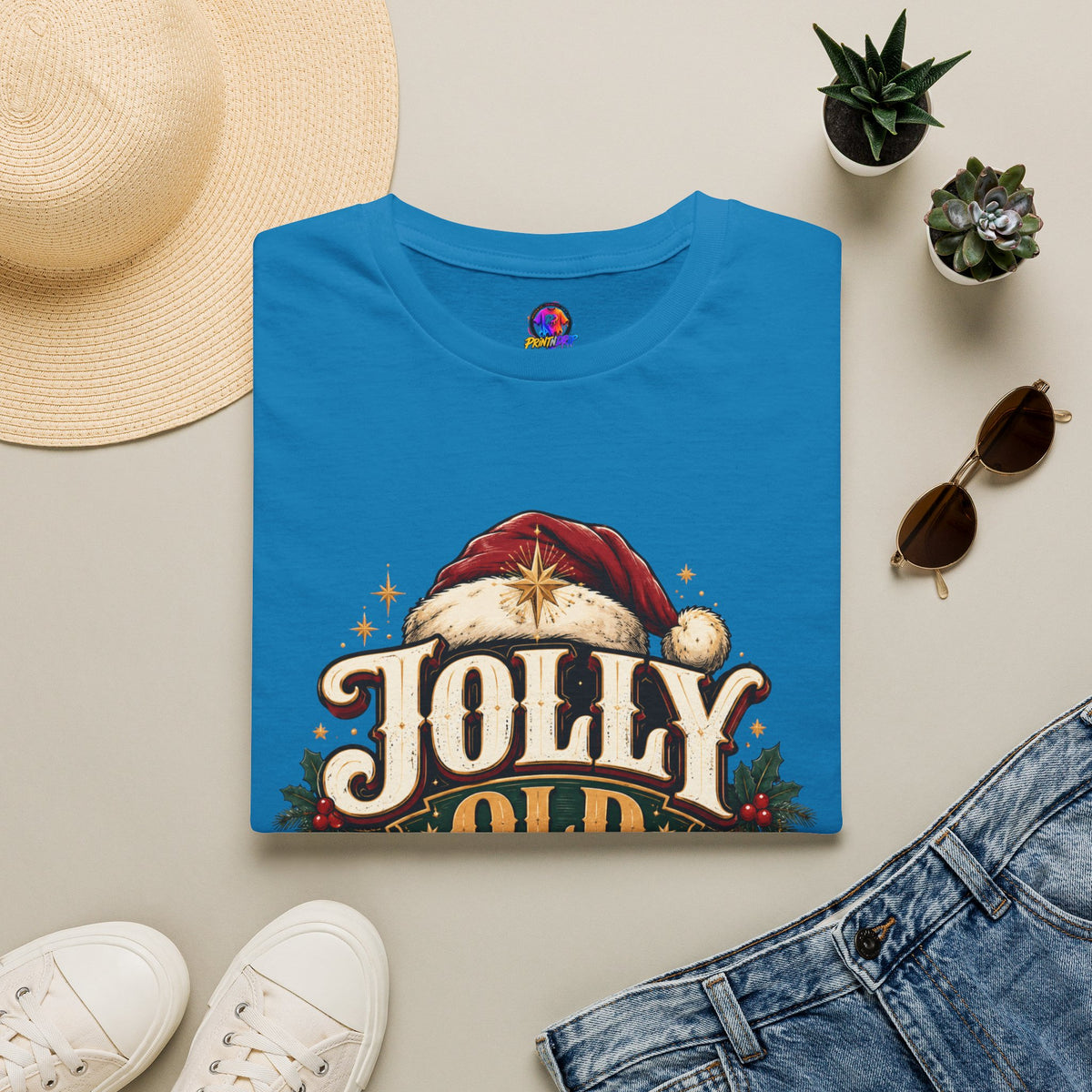 Jolly Old Soul T-Shirt — Vintage Santa Holiday Graphic Tee
