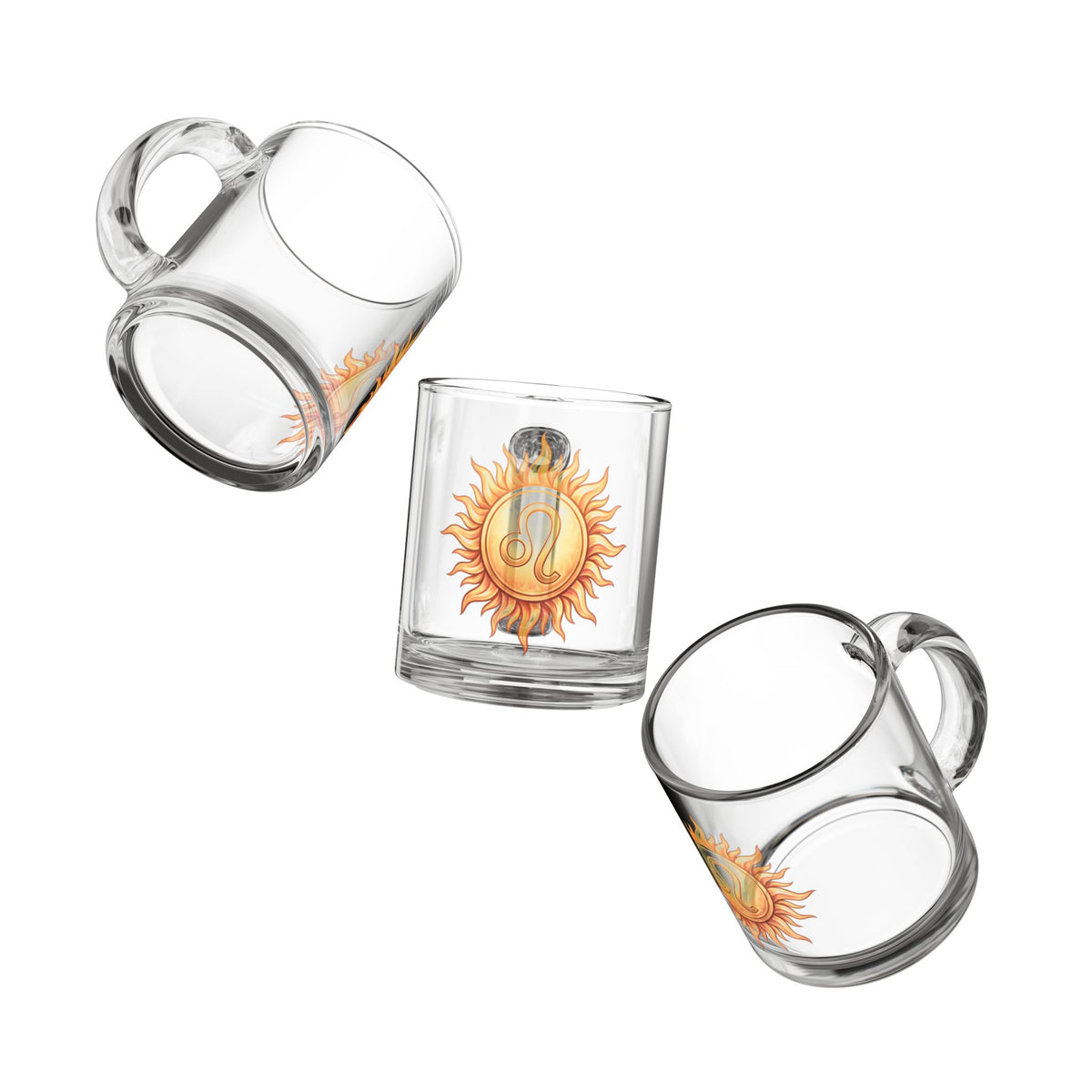 Leo Sun Zodiac Glass Mug — 10oz Astrological Coffee Cup
