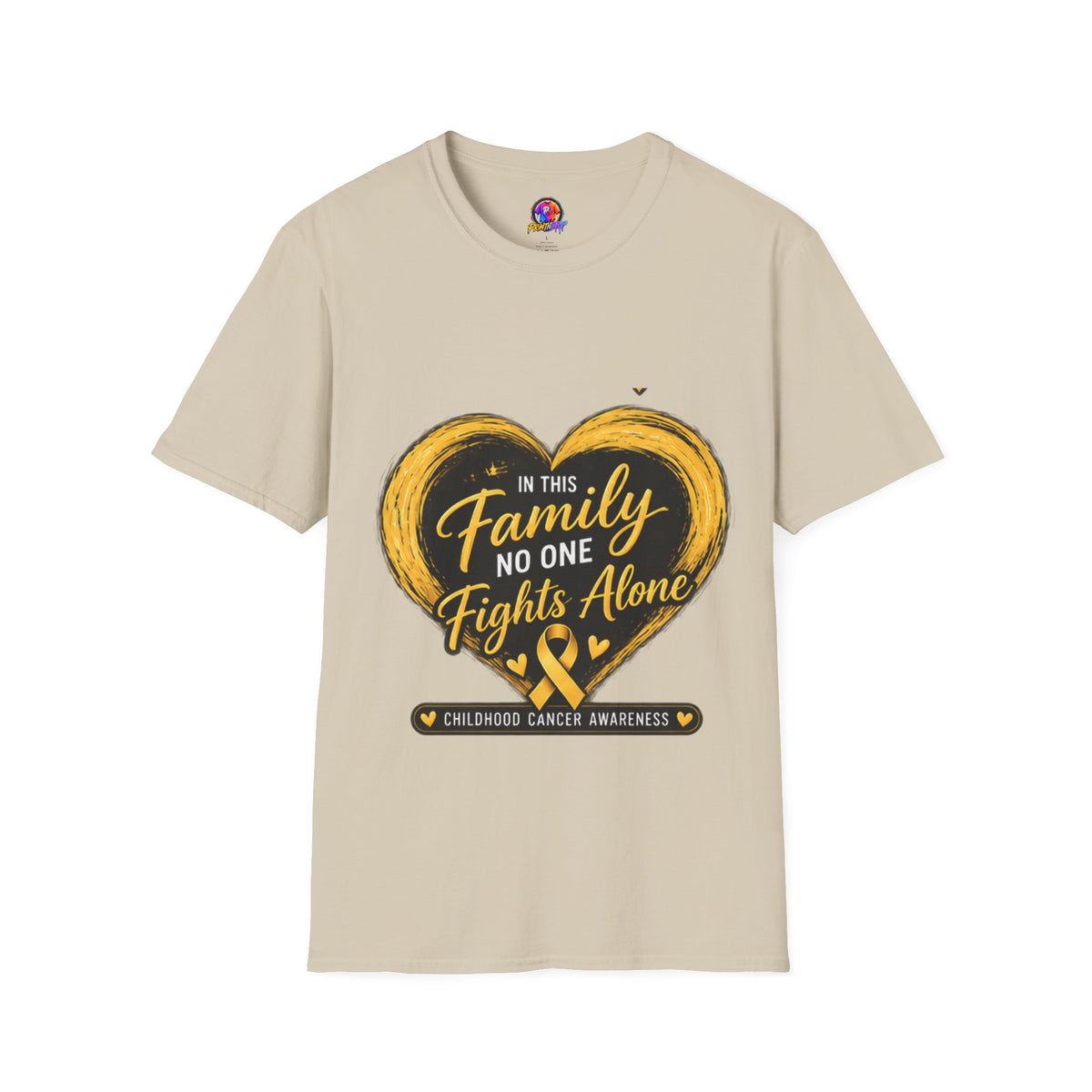 Childhood Cancer Awareness T-Shirt — "In This Family No One Fights Alone"
