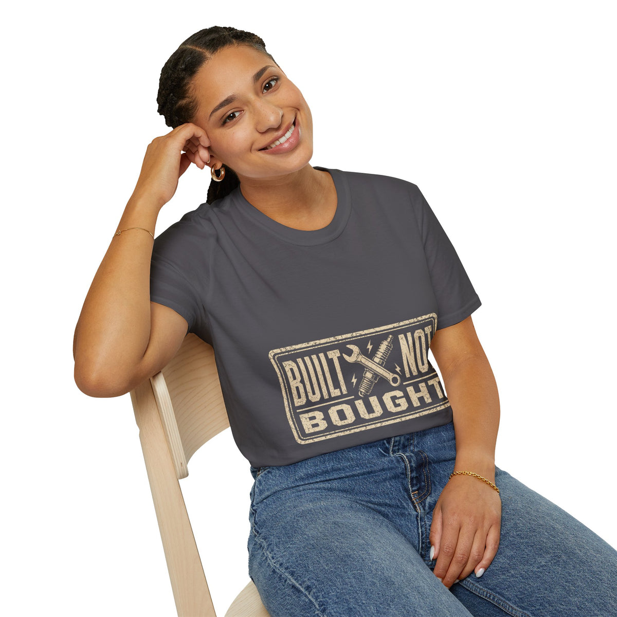 Built Not Bought T-Shirt — Vintage Mechanic Workwear Tee