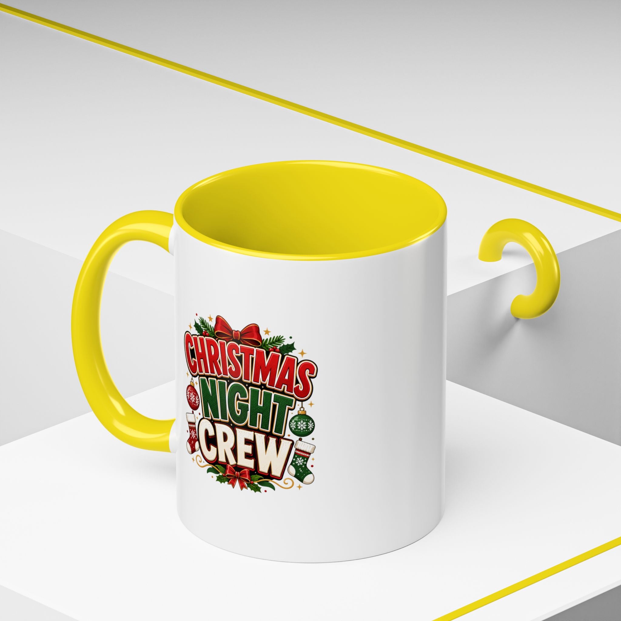 Christmas Night Crew Accent Coffee Mug – Festive Holiday Coffee Cup