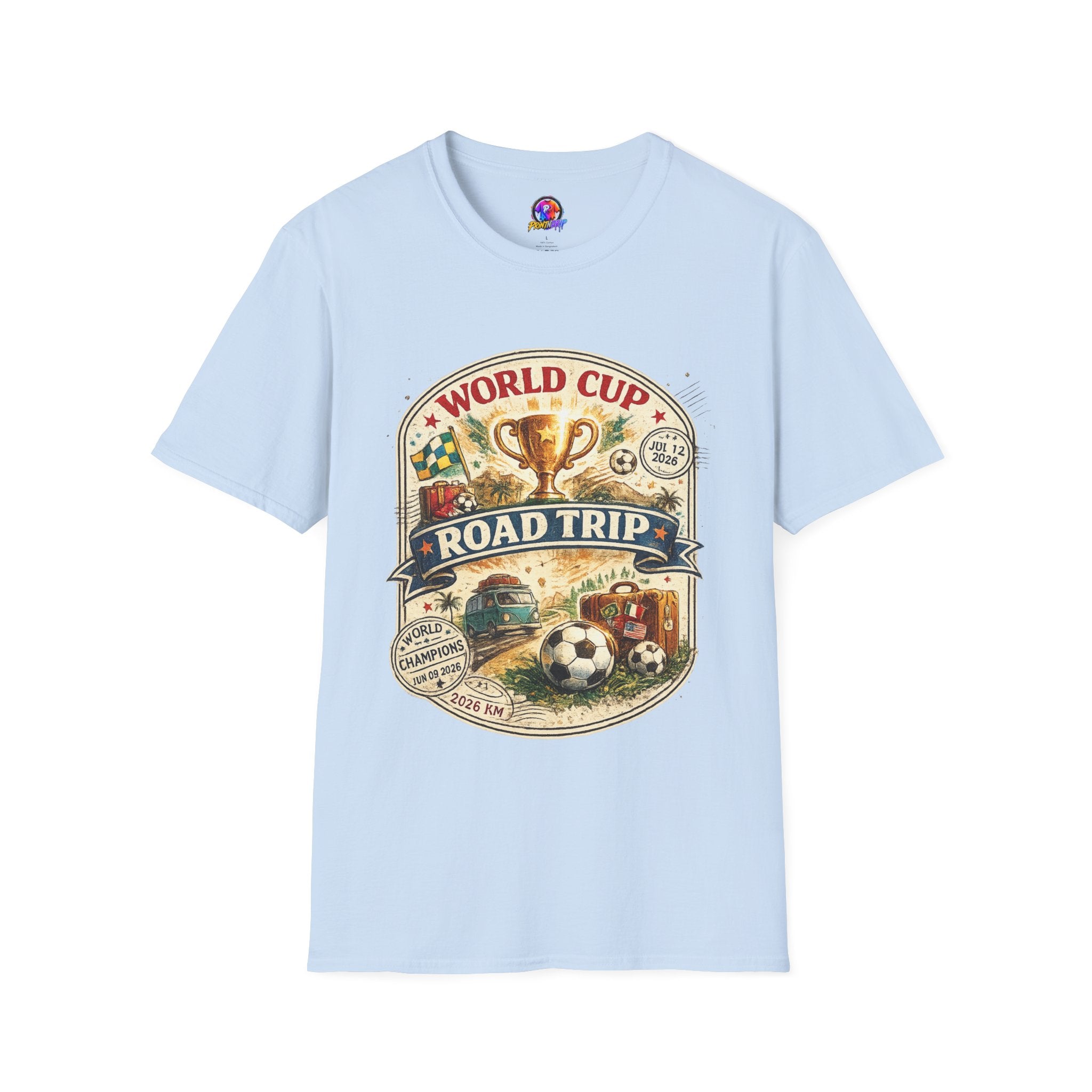 World Cup Road Trip T-Shirt — Vintage Soccer Trophy Design