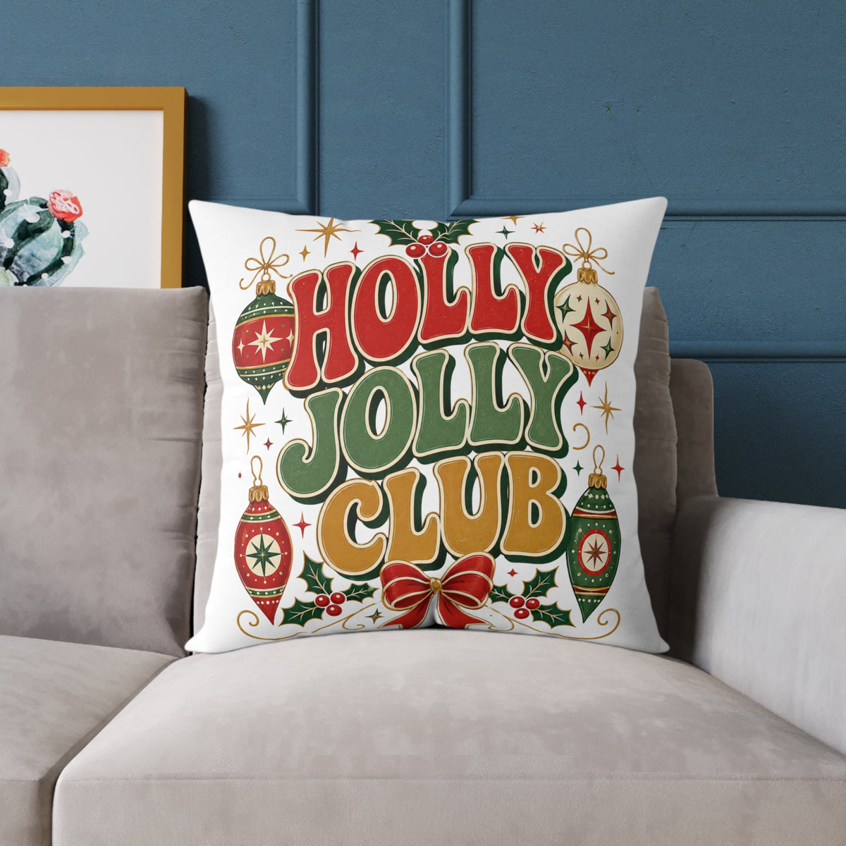 Christmas Holly Jolly Club Holiday Pillow