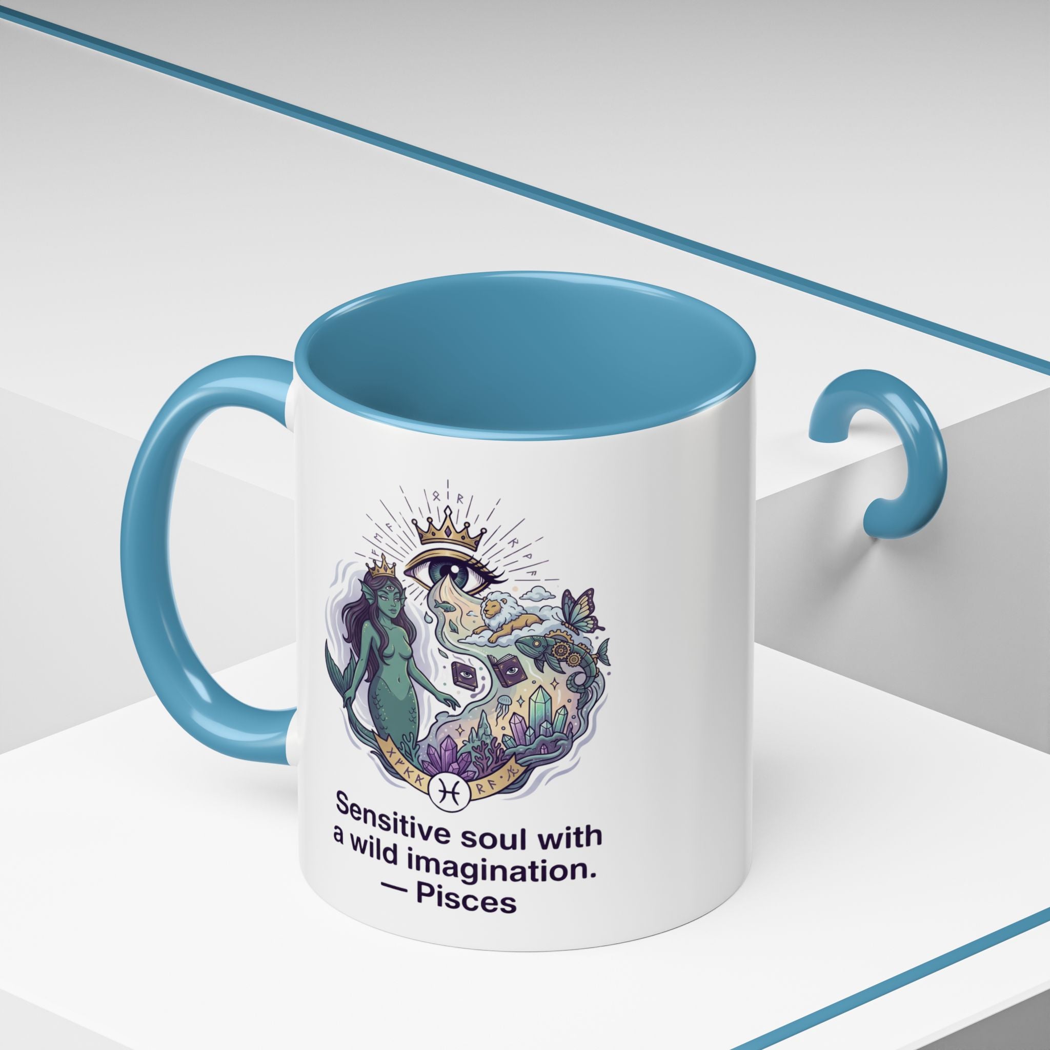 Pisces Coffee Mug — "Sensitive soul with a wild imagination" Astrological Zodiac Accent Mug