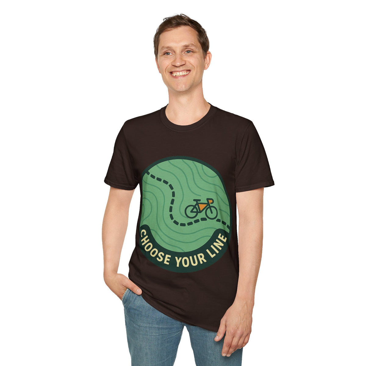 Choose Your Line Vintage Circular Badge T-Shirt, Retro Mountain Bike Trails Graphic Tee - Trending Now - September 2026