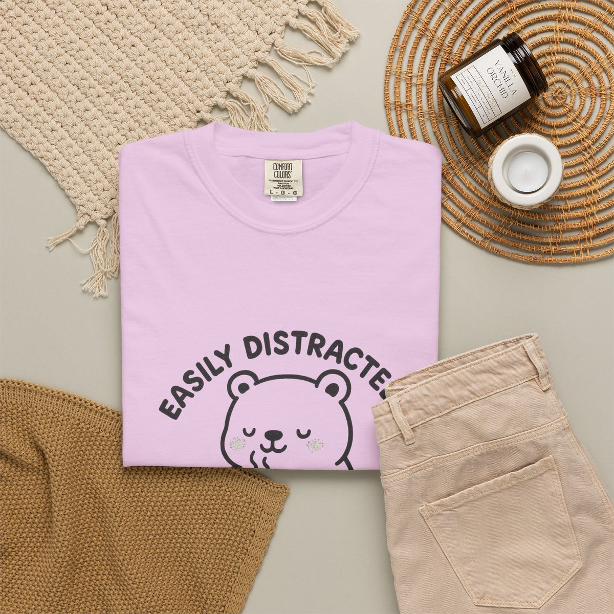 Hot Cocoa Bear T-Shirt — "Easily Distracted" Cute Winter Graphic Tee - Trending Now - October 2026