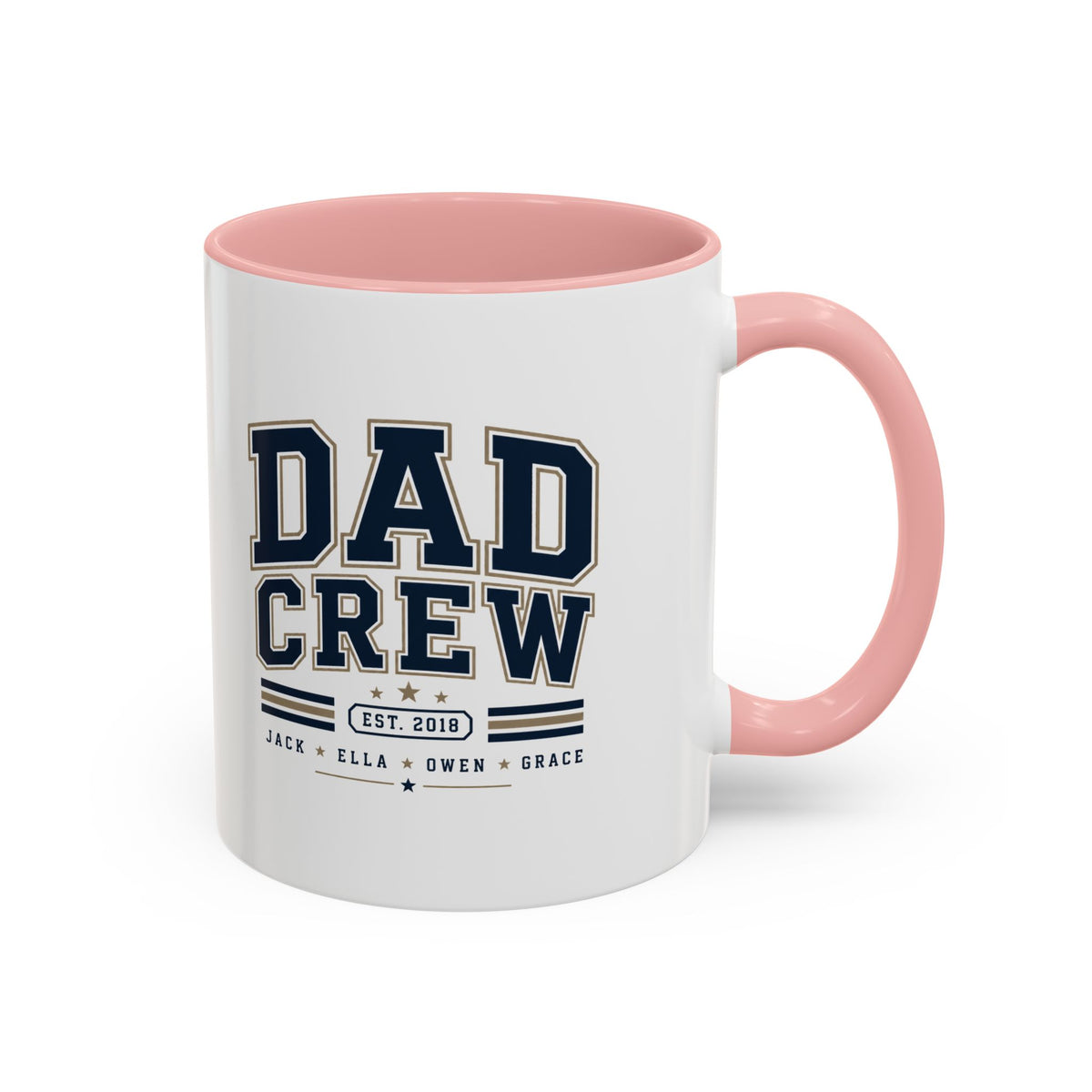 Milo Bailey Dog Dad Mom Dad Crew Accent Coffee Mug — Personalized Family Names, Established Date Coffee Cup
