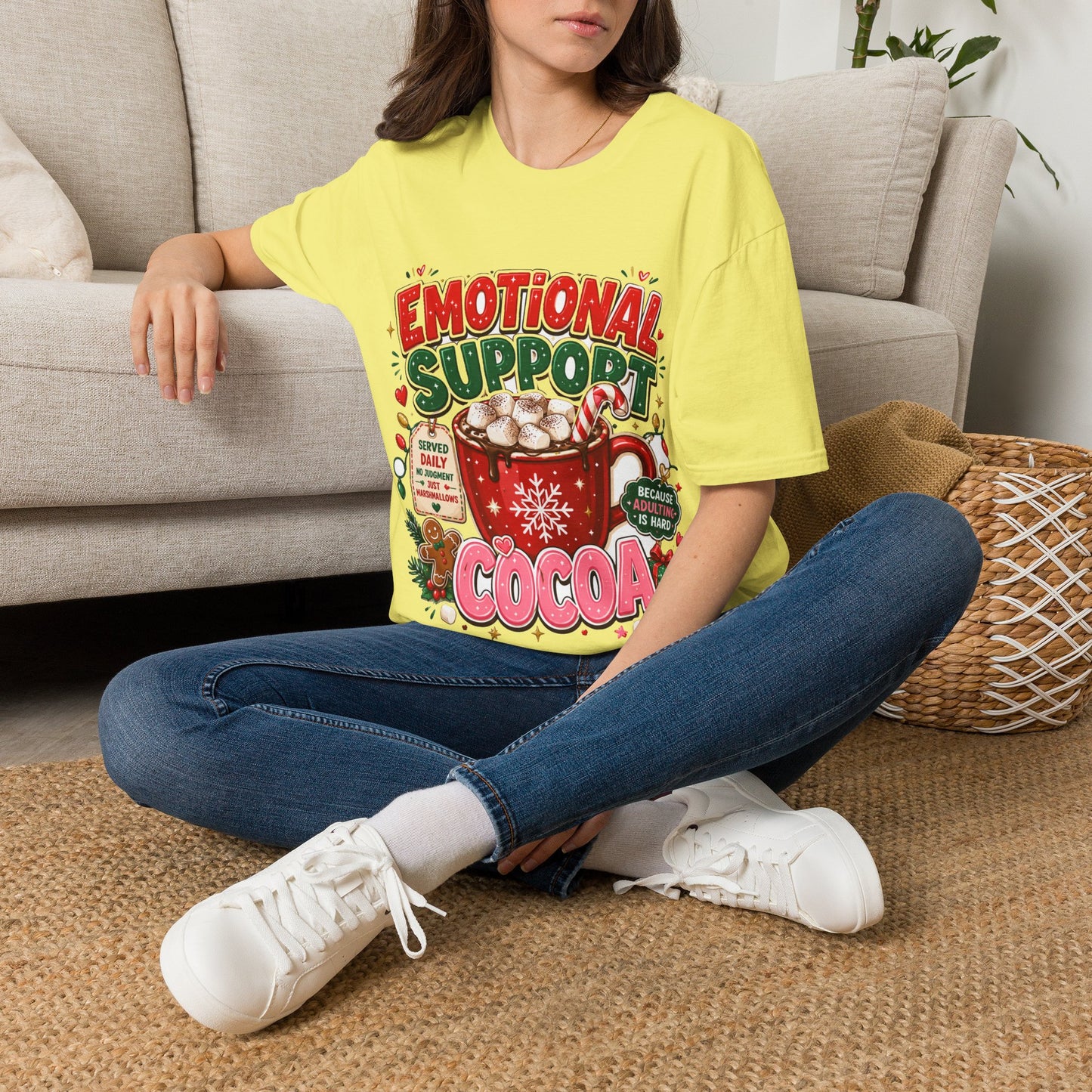 Emotional Support Cocoa T-Shirt — Holiday Hot Chocolate Graphic Tee