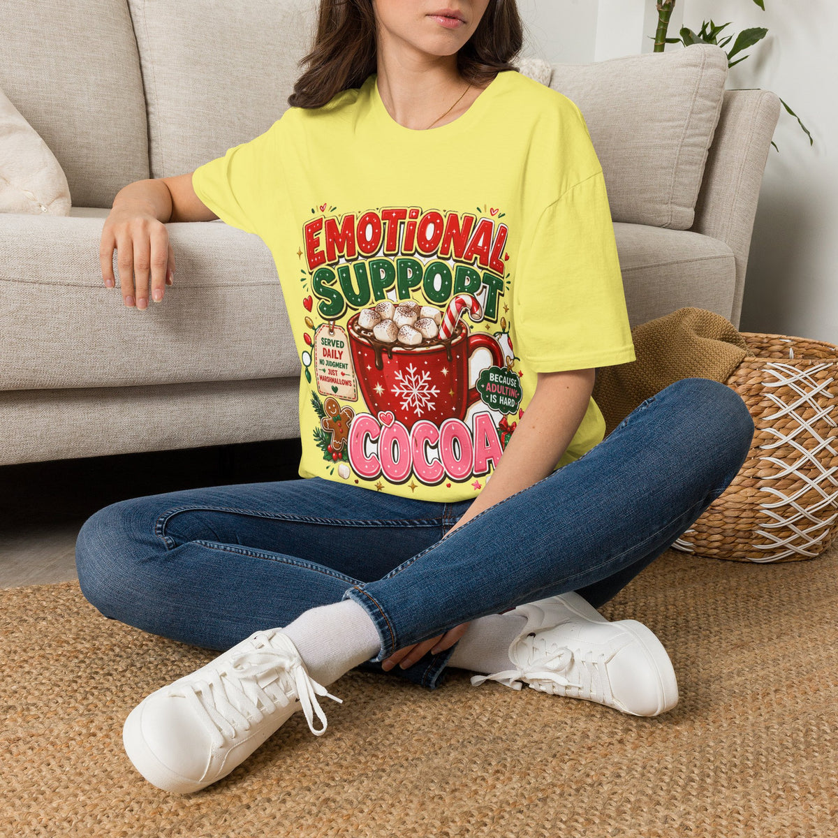Emotional Support Cocoa T-Shirt — Holiday Hot Chocolate Graphic Tee